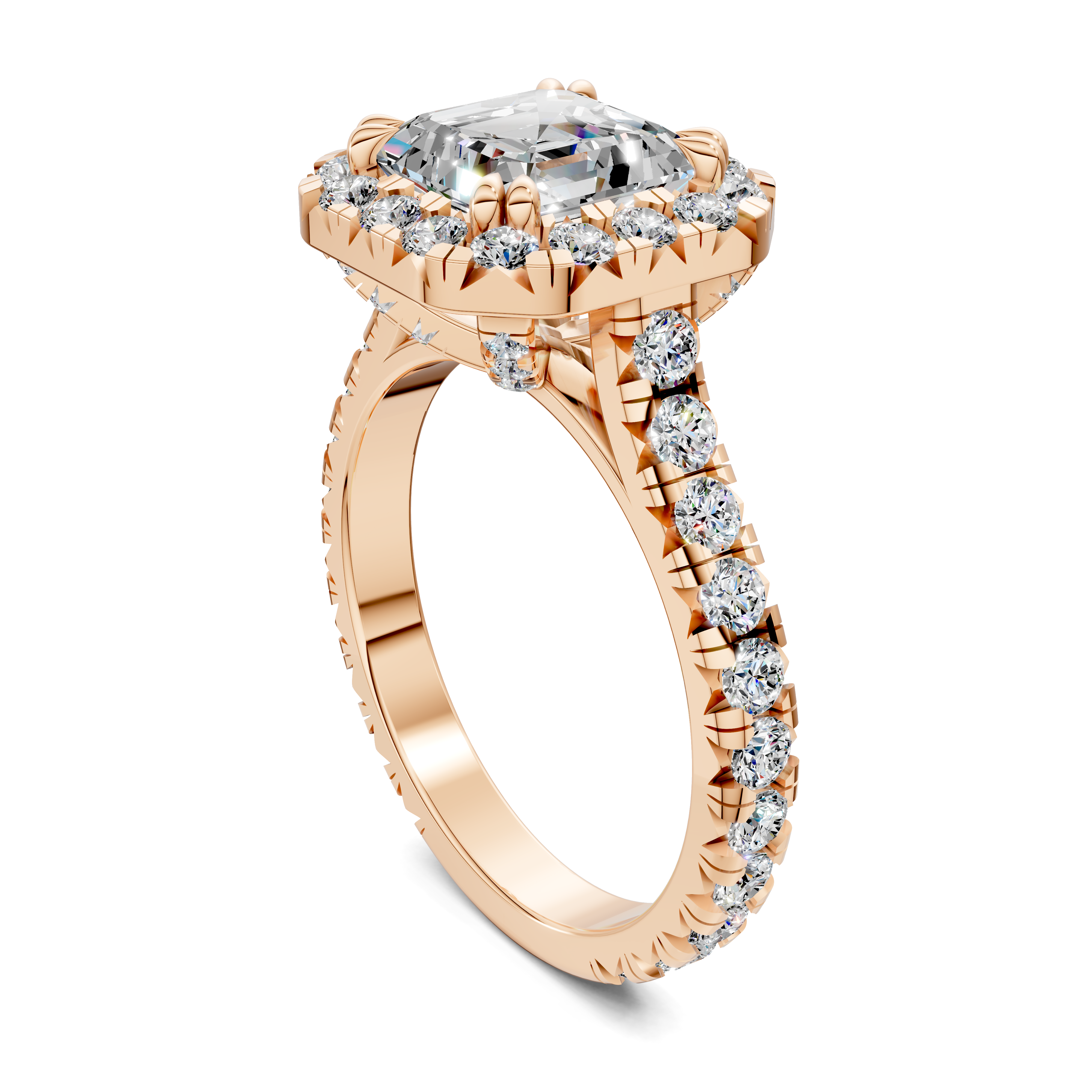 Doris Asscher Halo Three-Quarter Coverage Diamond Ring