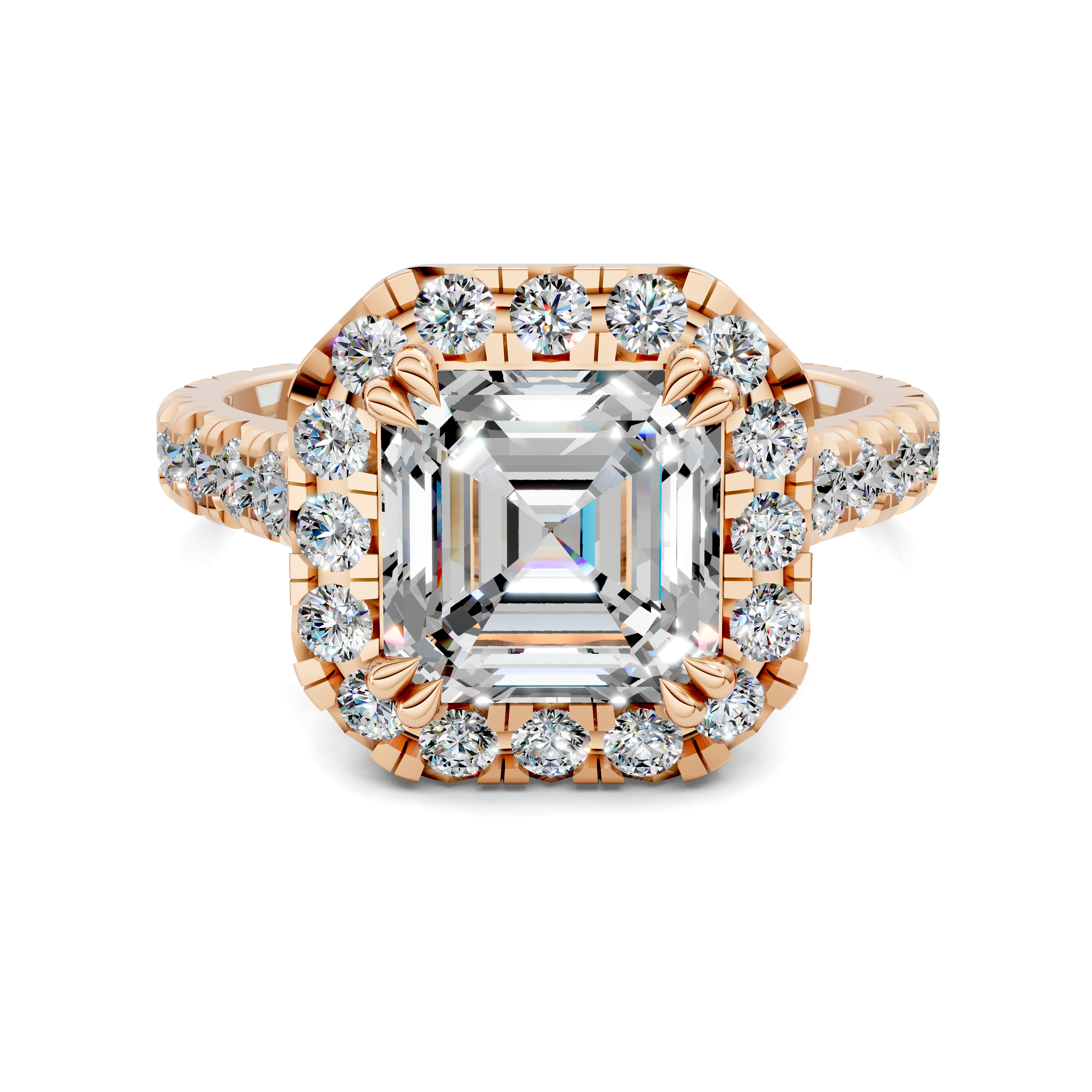 Doris Asscher Halo Three-Quarter Coverage Diamond Ring