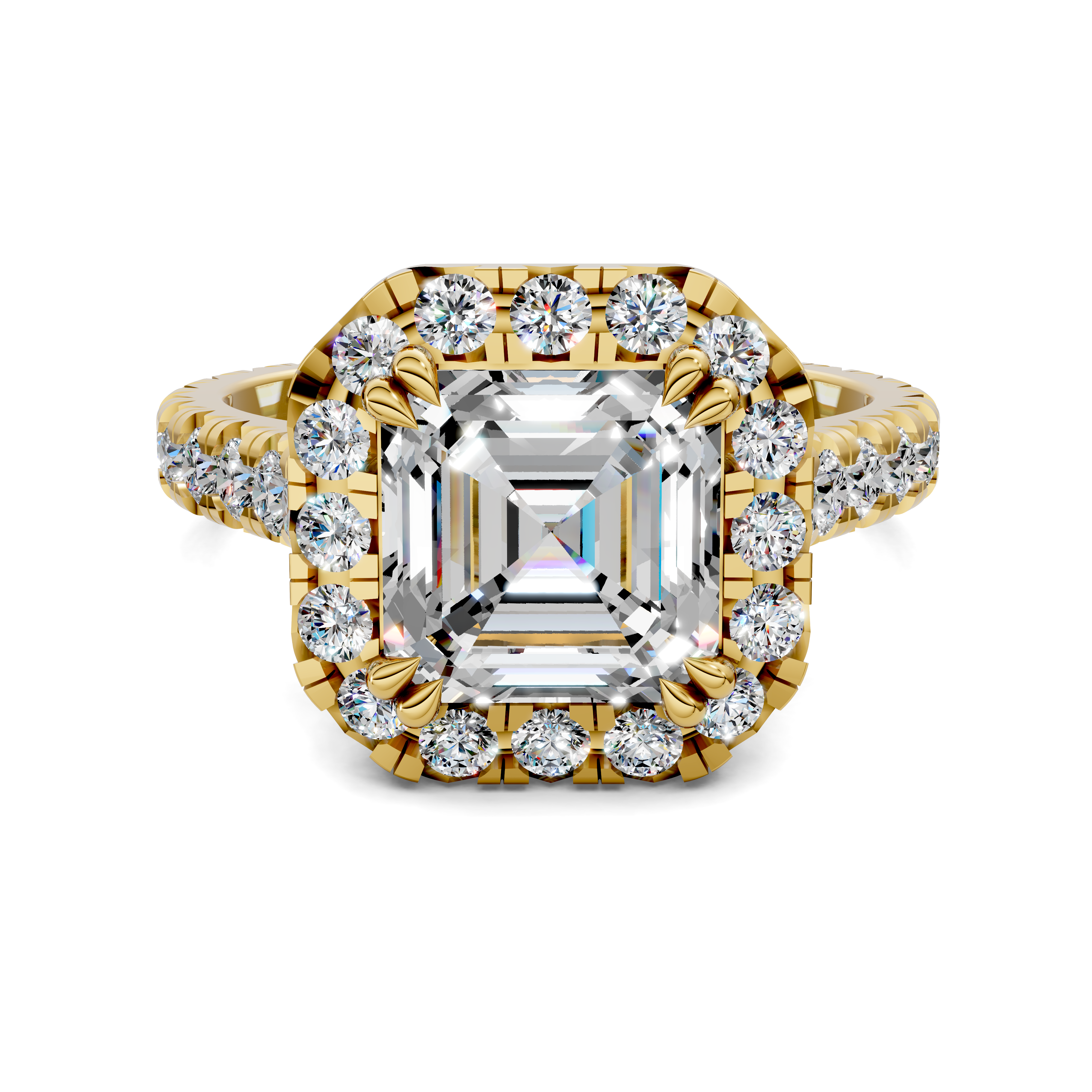 Doris Asscher Halo Three-Quarter Coverage Diamond Ring