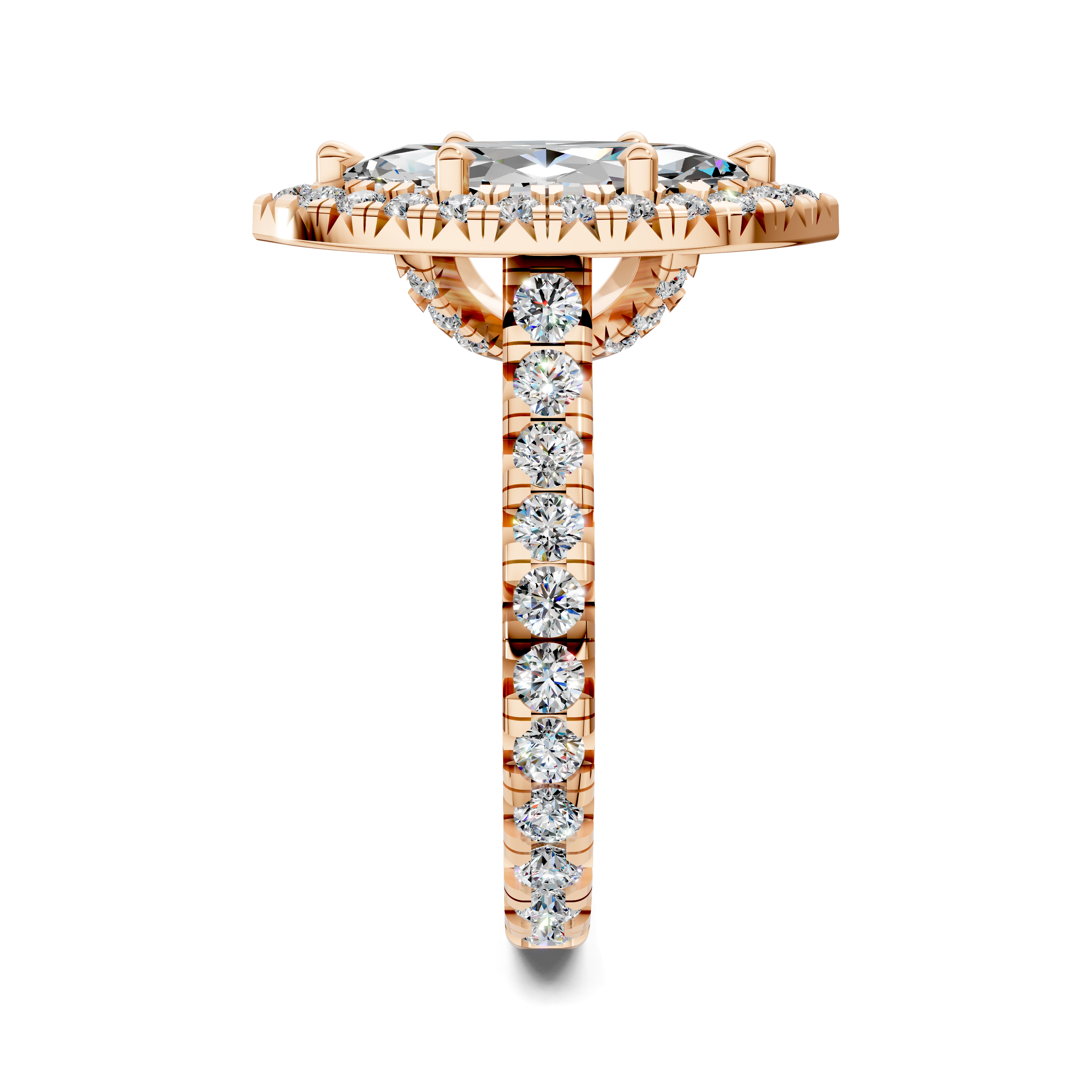 Yuki Marquise Halo Three-Quarter Coverage Diamond Ring