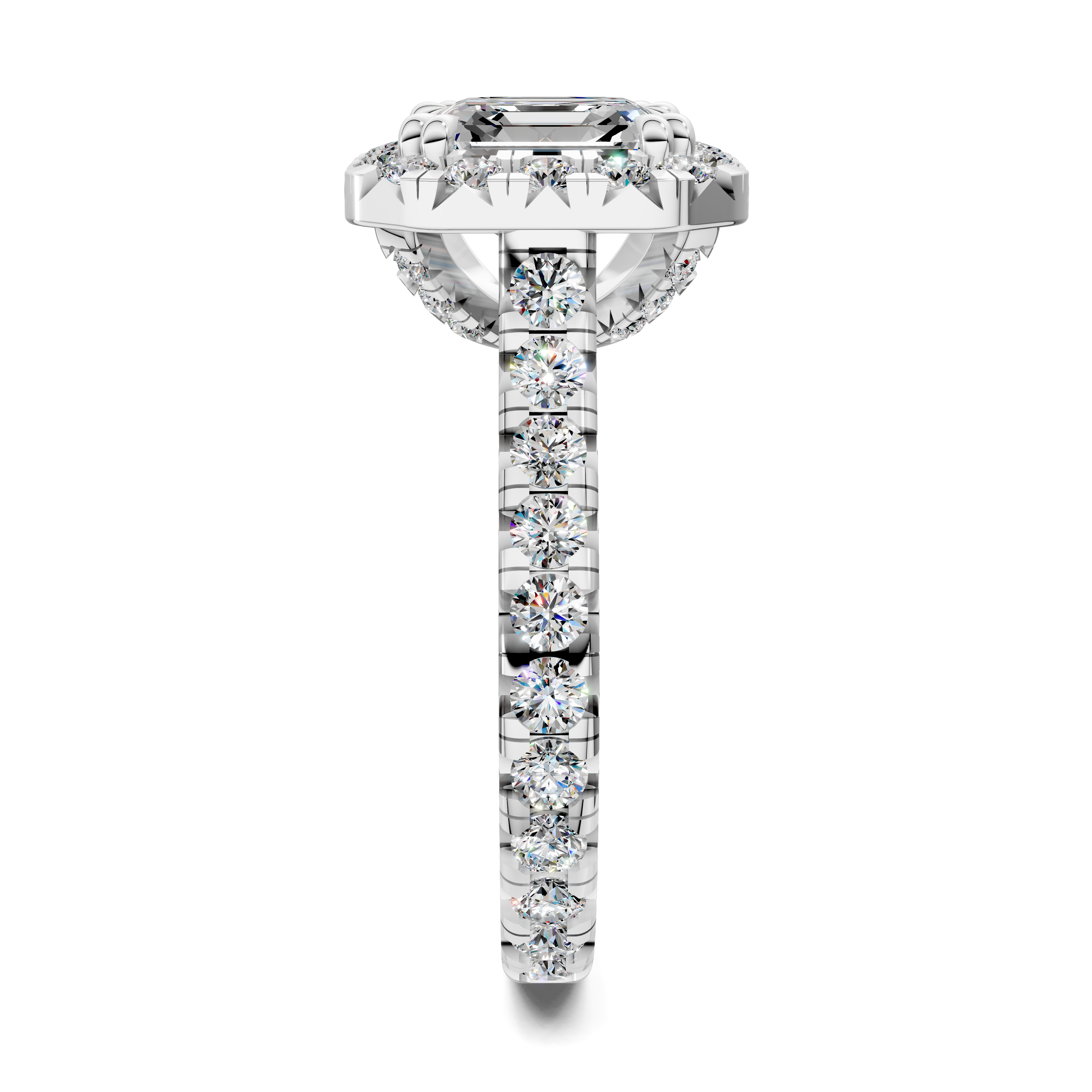 Doris Asscher Halo Three-Quarter Coverage Diamond Ring