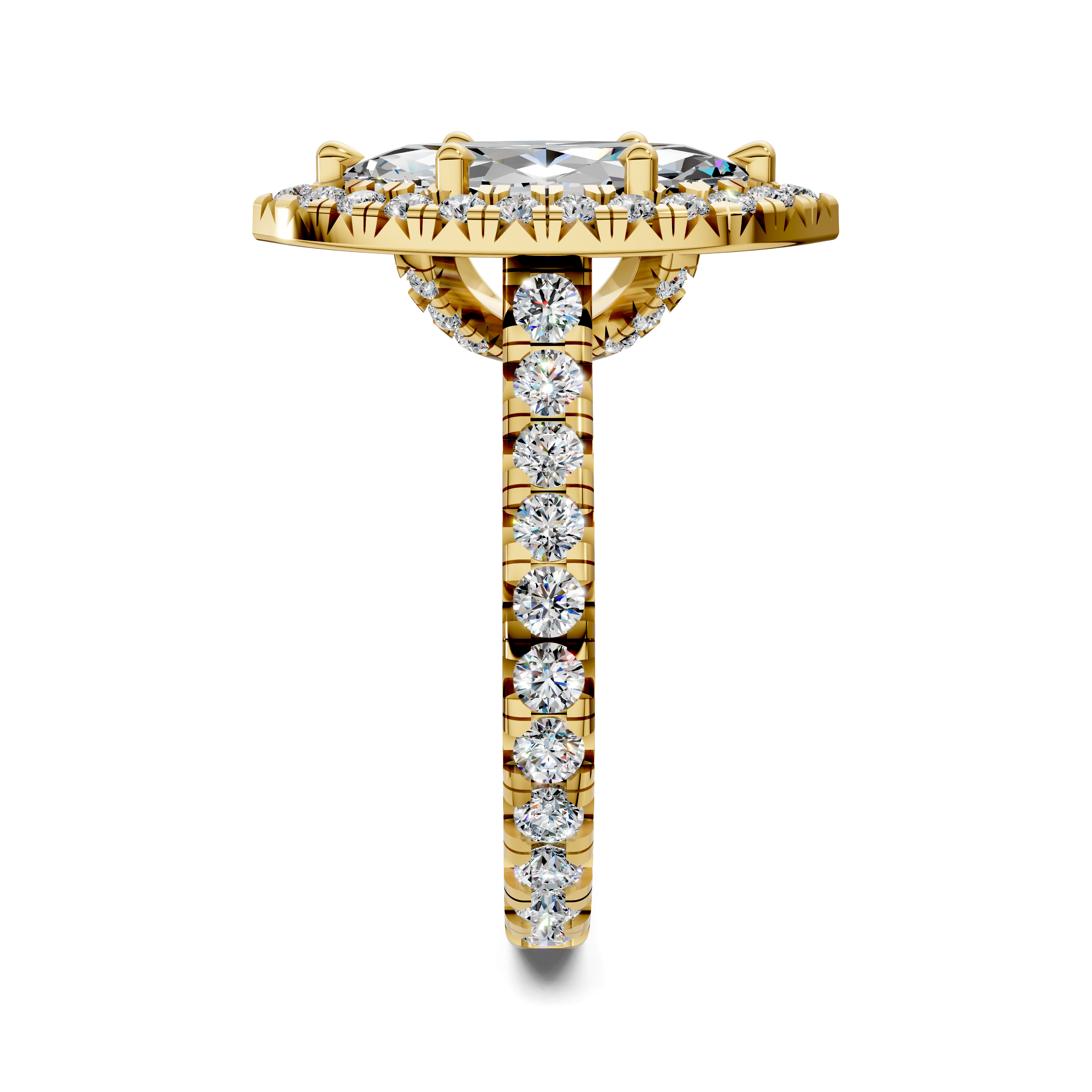 Yuki Marquise Halo Three-Quarter Coverage Diamond Ring