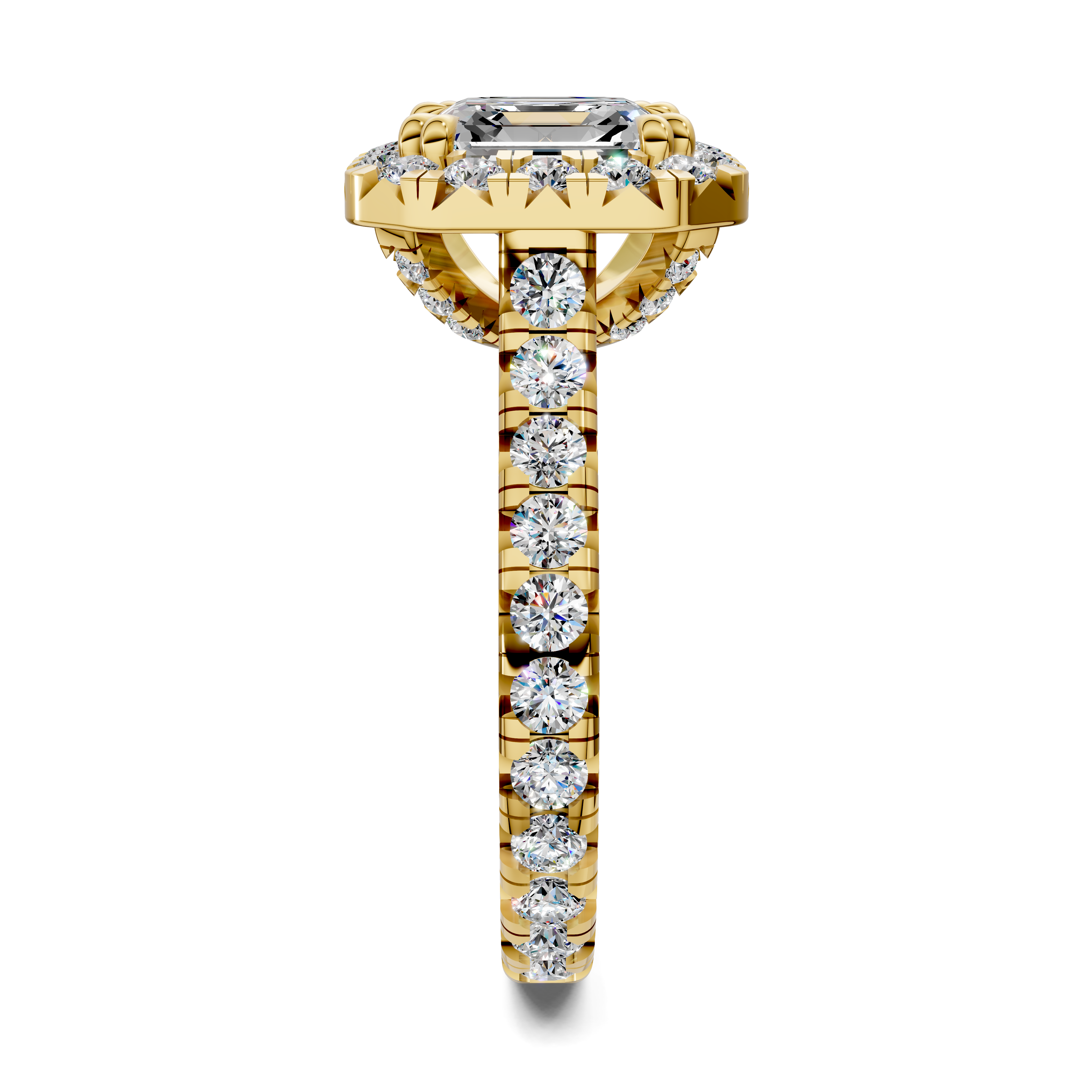 Doris Asscher Halo Three-Quarter Coverage Diamond Ring