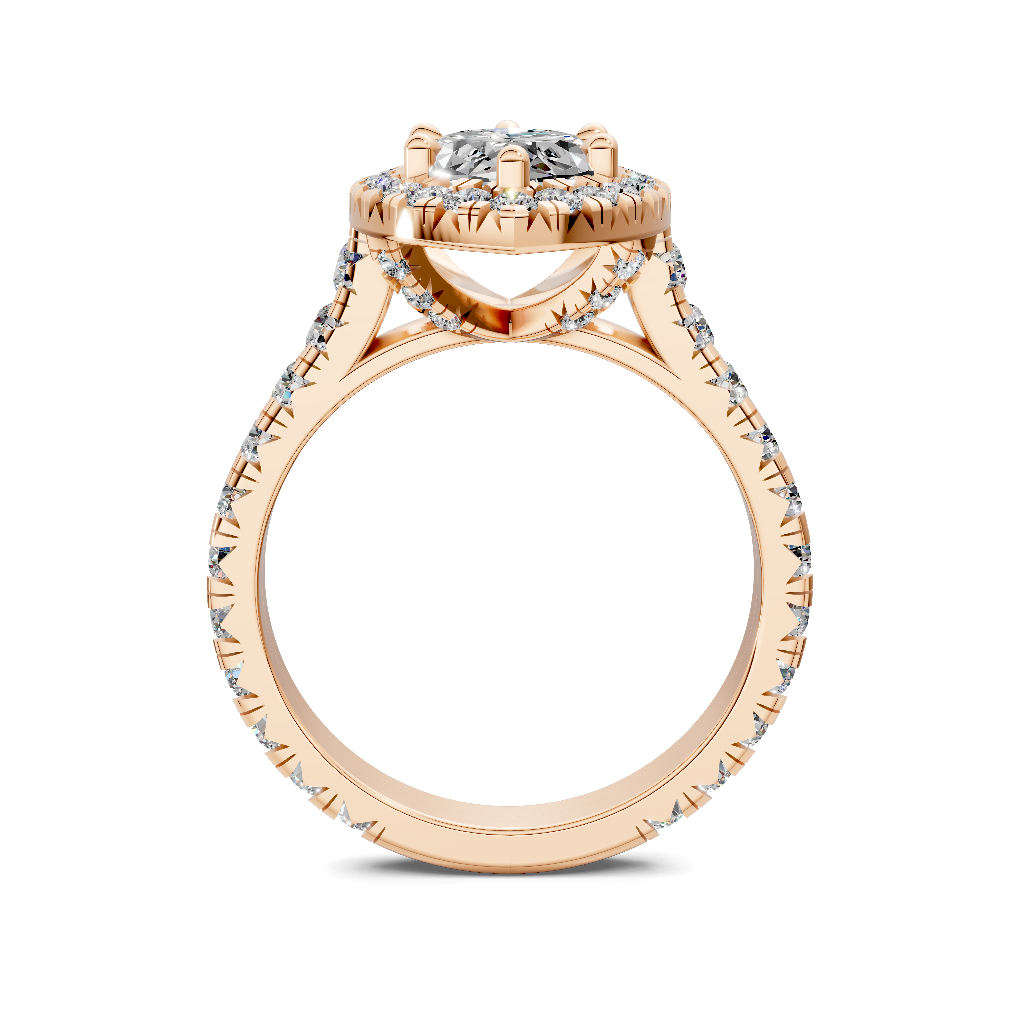 Yuki Marquise Halo Three-Quarter Coverage Diamond Ring