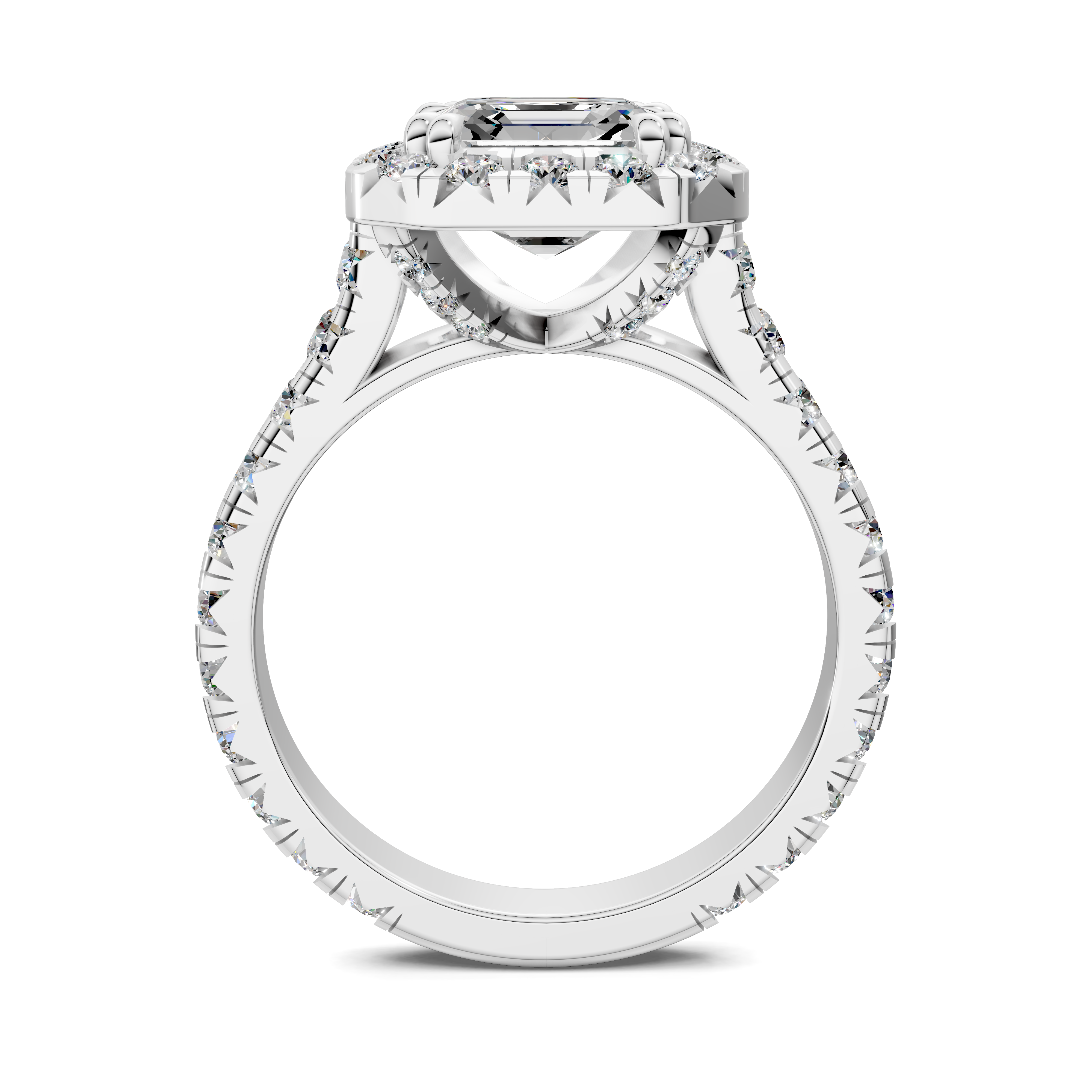 Doris Asscher Halo Three-Quarter Coverage Diamond Ring
