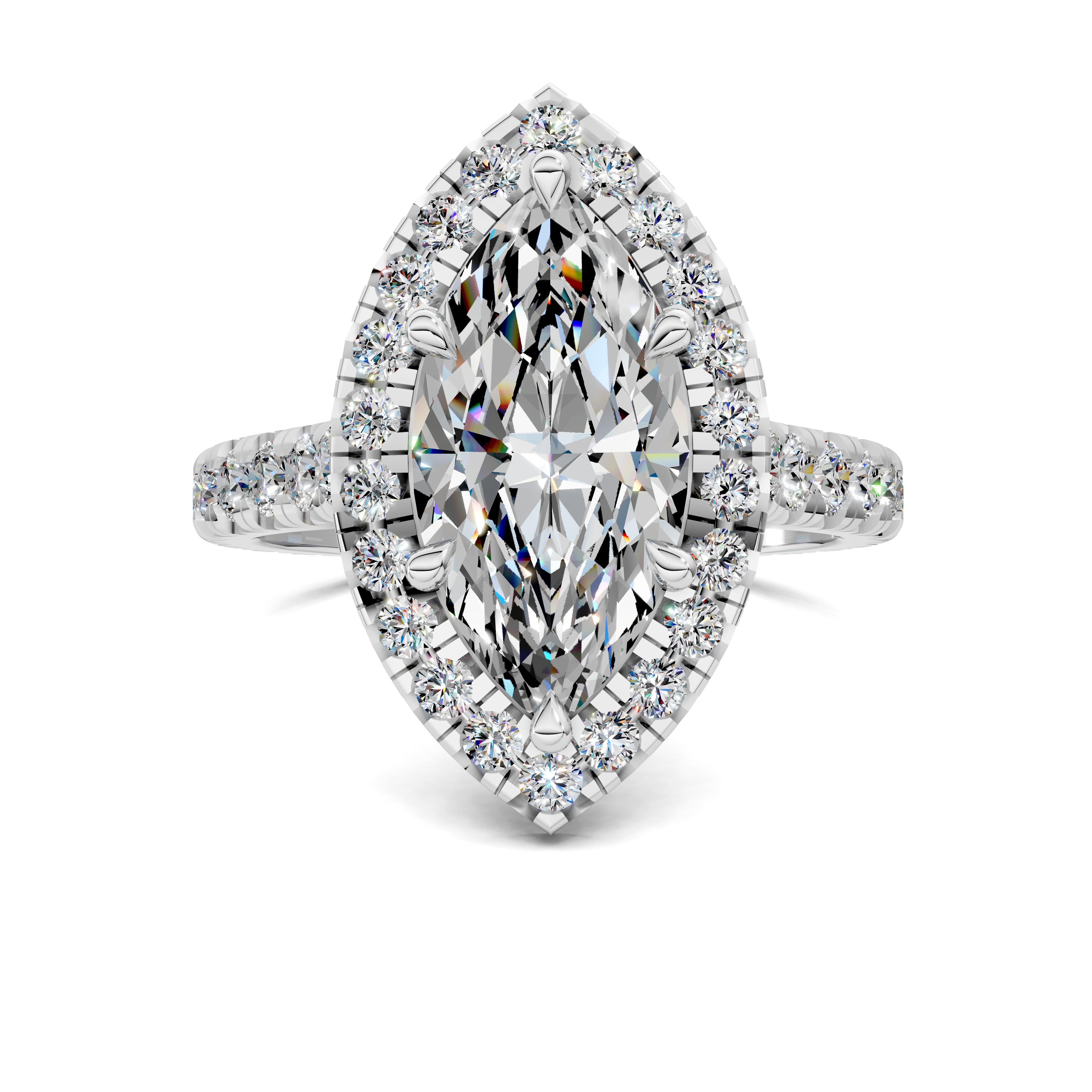 Yuki Marquise Halo Three-Quarter Coverage Diamond Ring