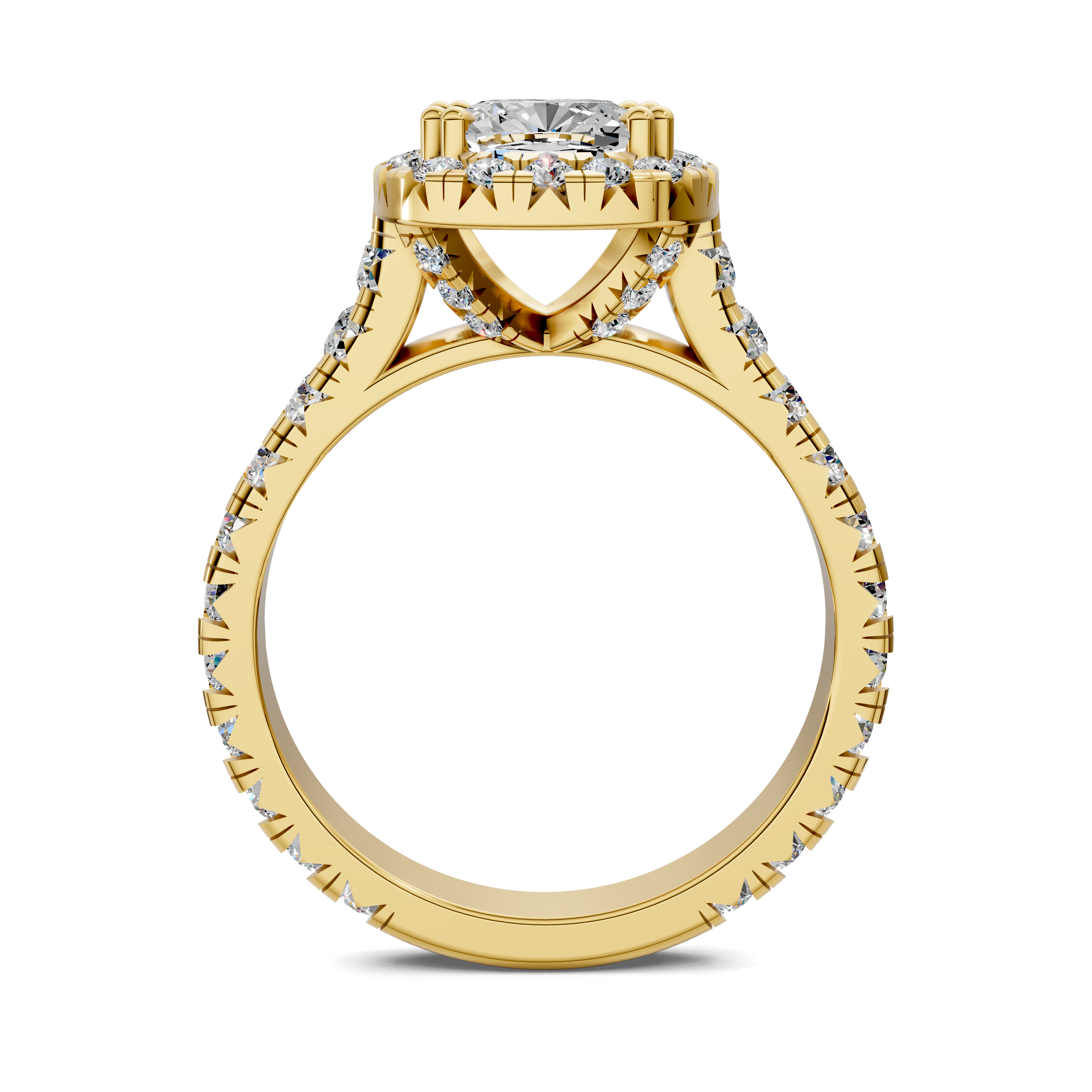 Ava Cushion Halo Three-Quarter Coverage Diamond Ring