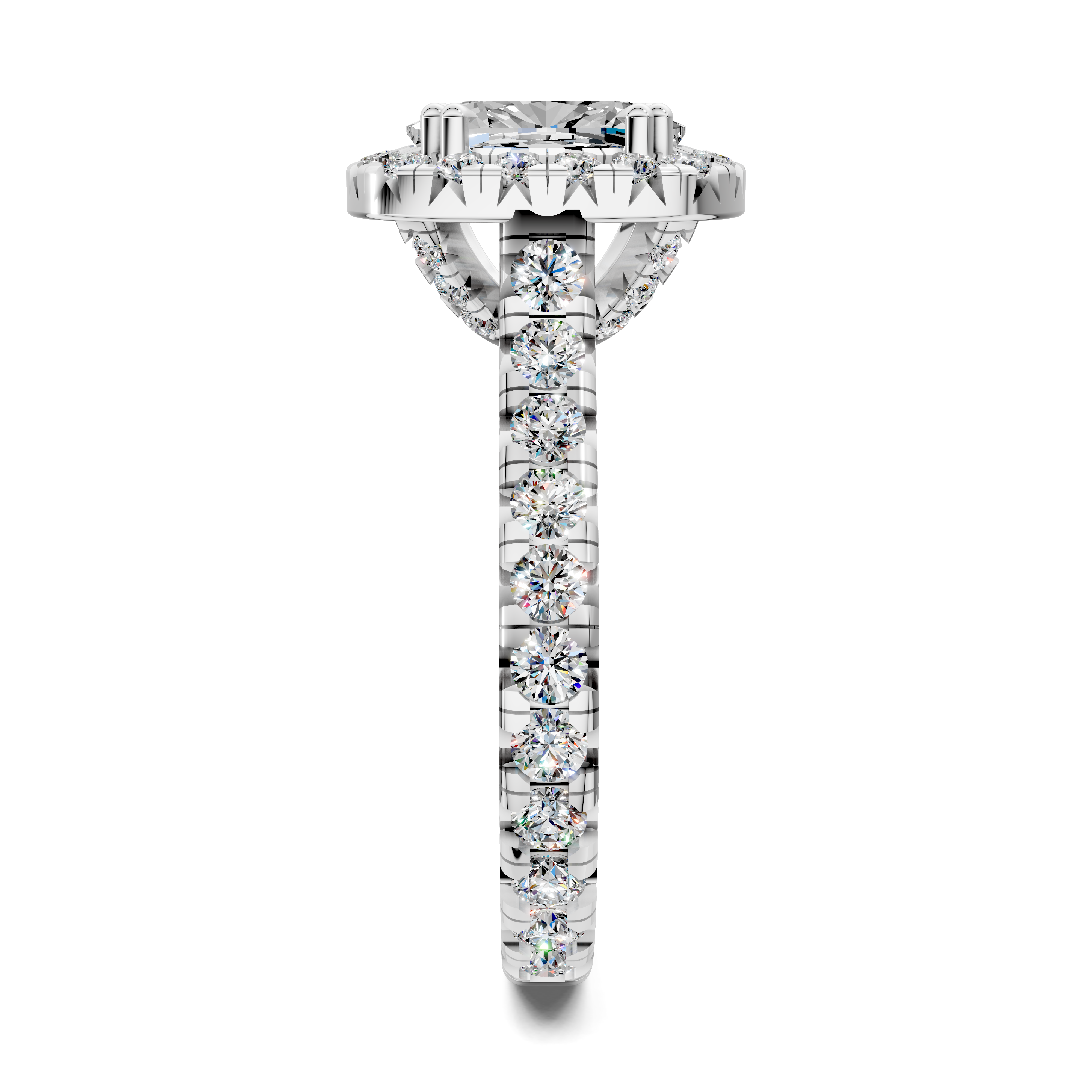 Ava Cushion Halo Three-Quarter Coverage Diamond Ring