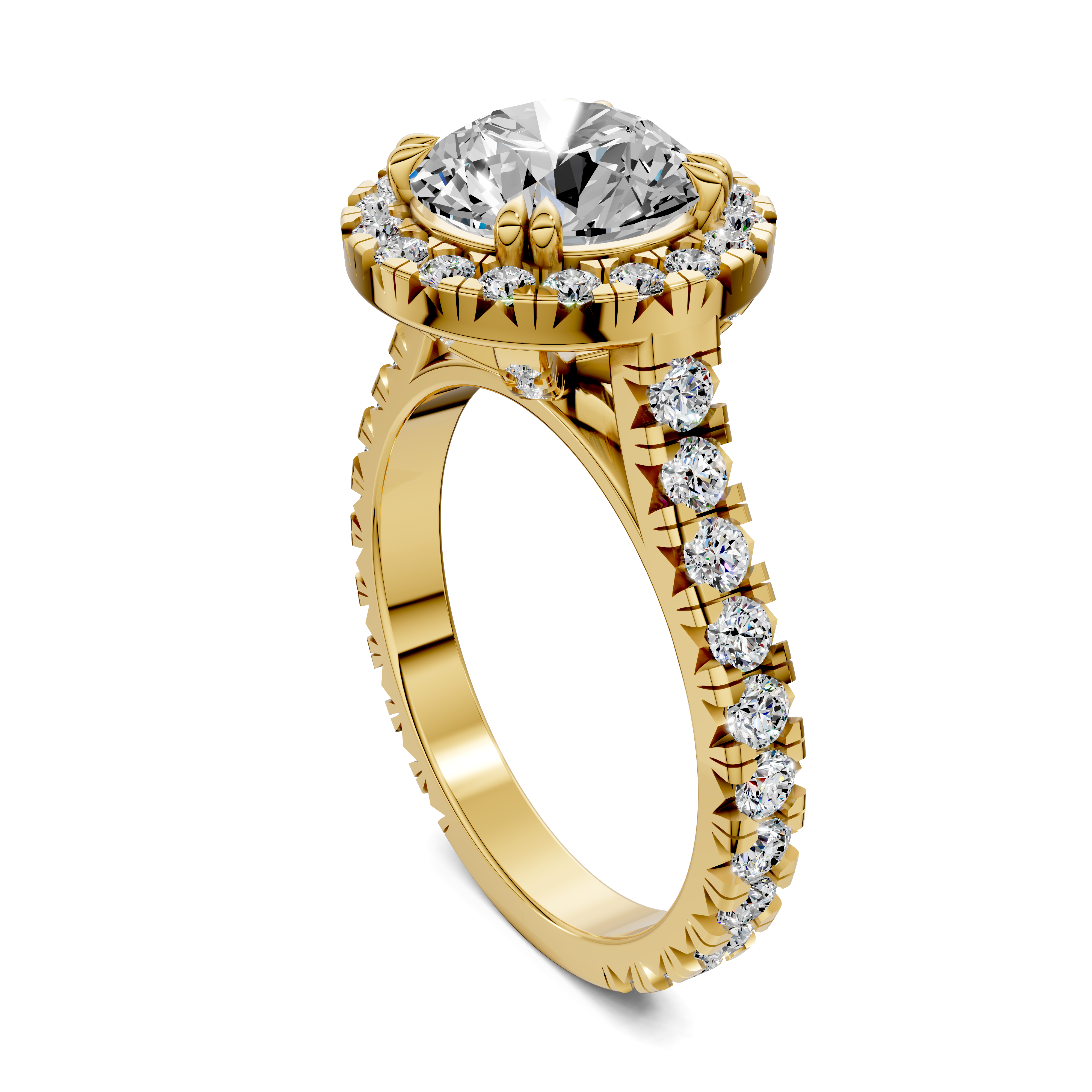 Achelois Round Halo Three-Quarter Coverage Diamond Ring