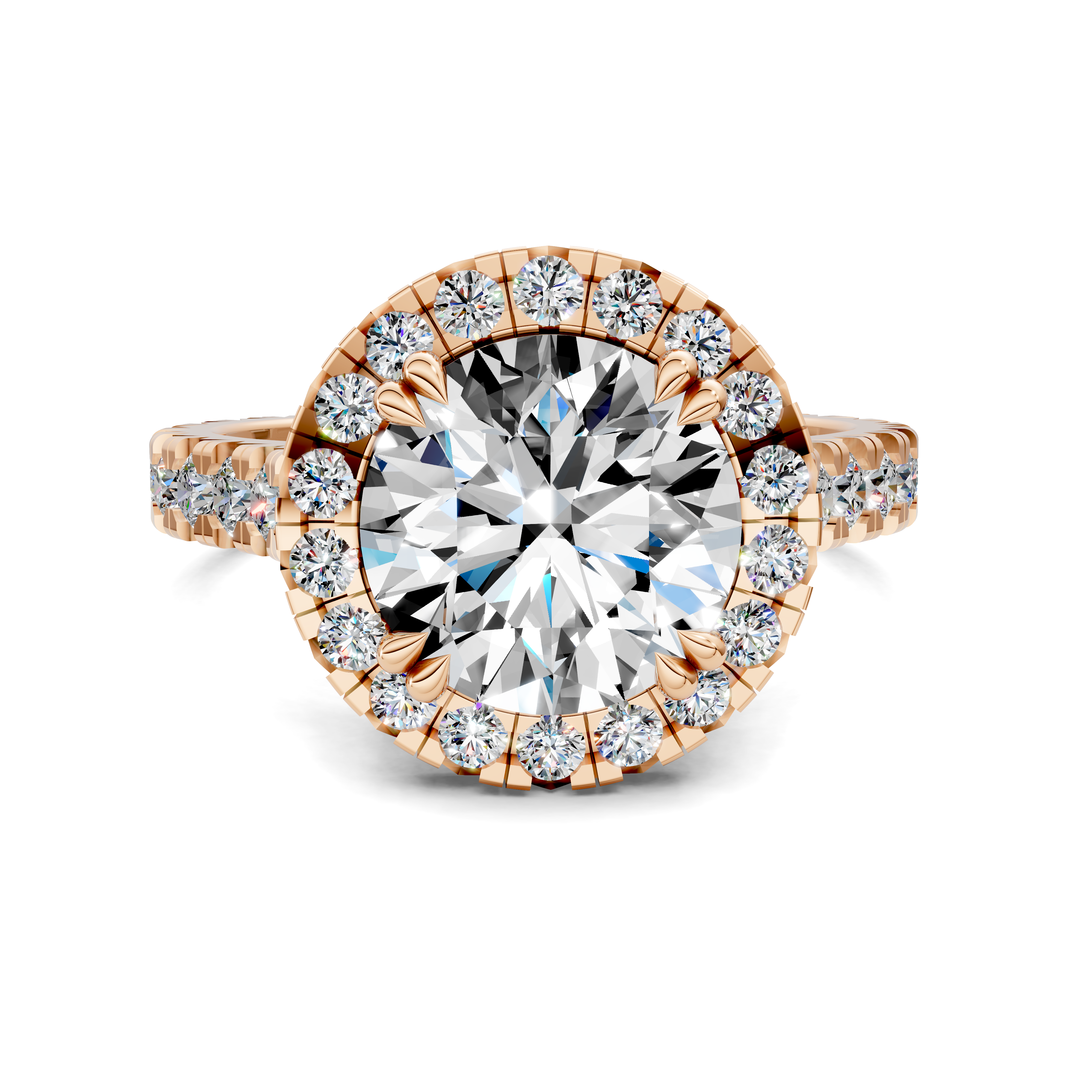 Achelois Round Halo Three-Quarter Coverage Diamond Ring