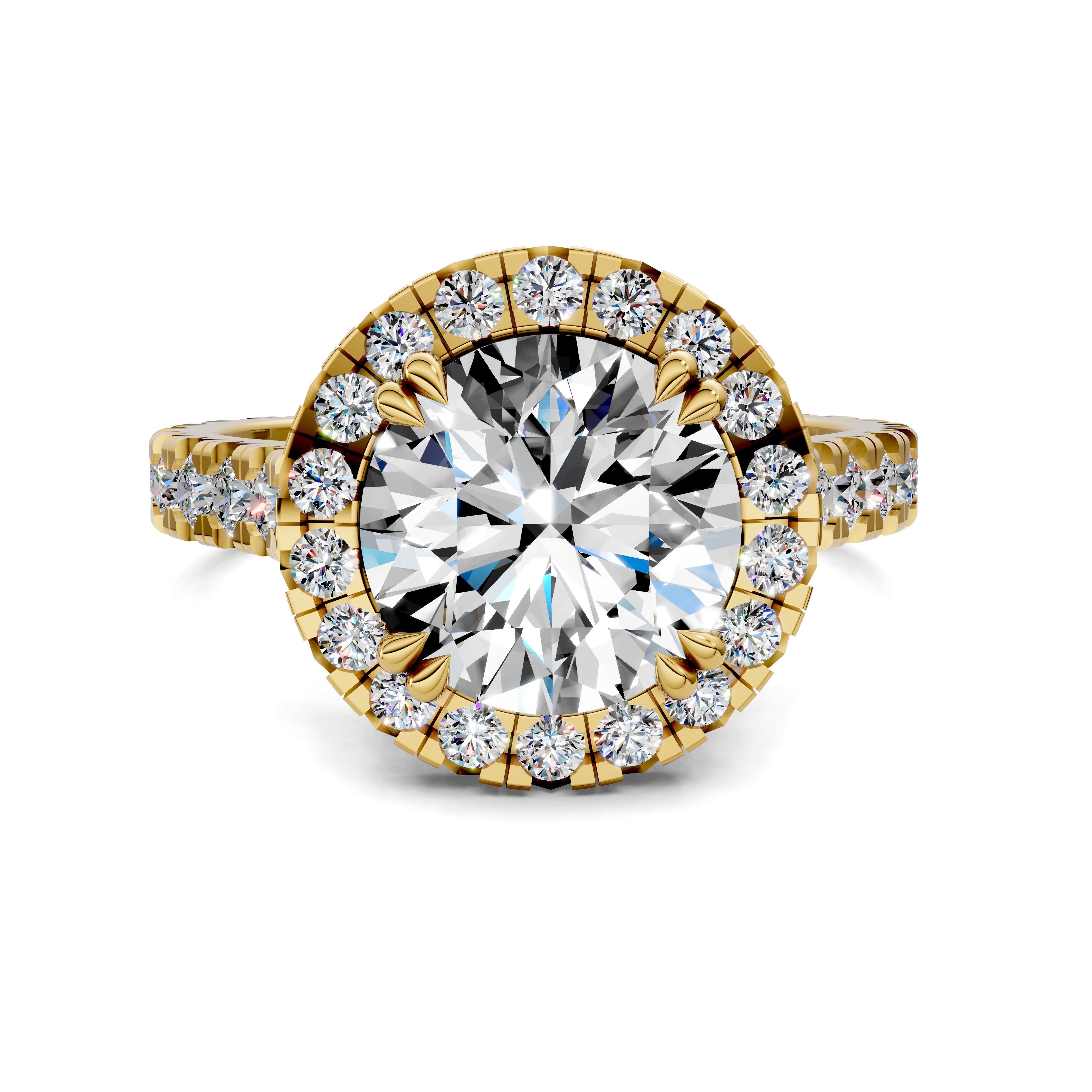 Achelois Round Halo Three-Quarter Coverage Diamond Ring