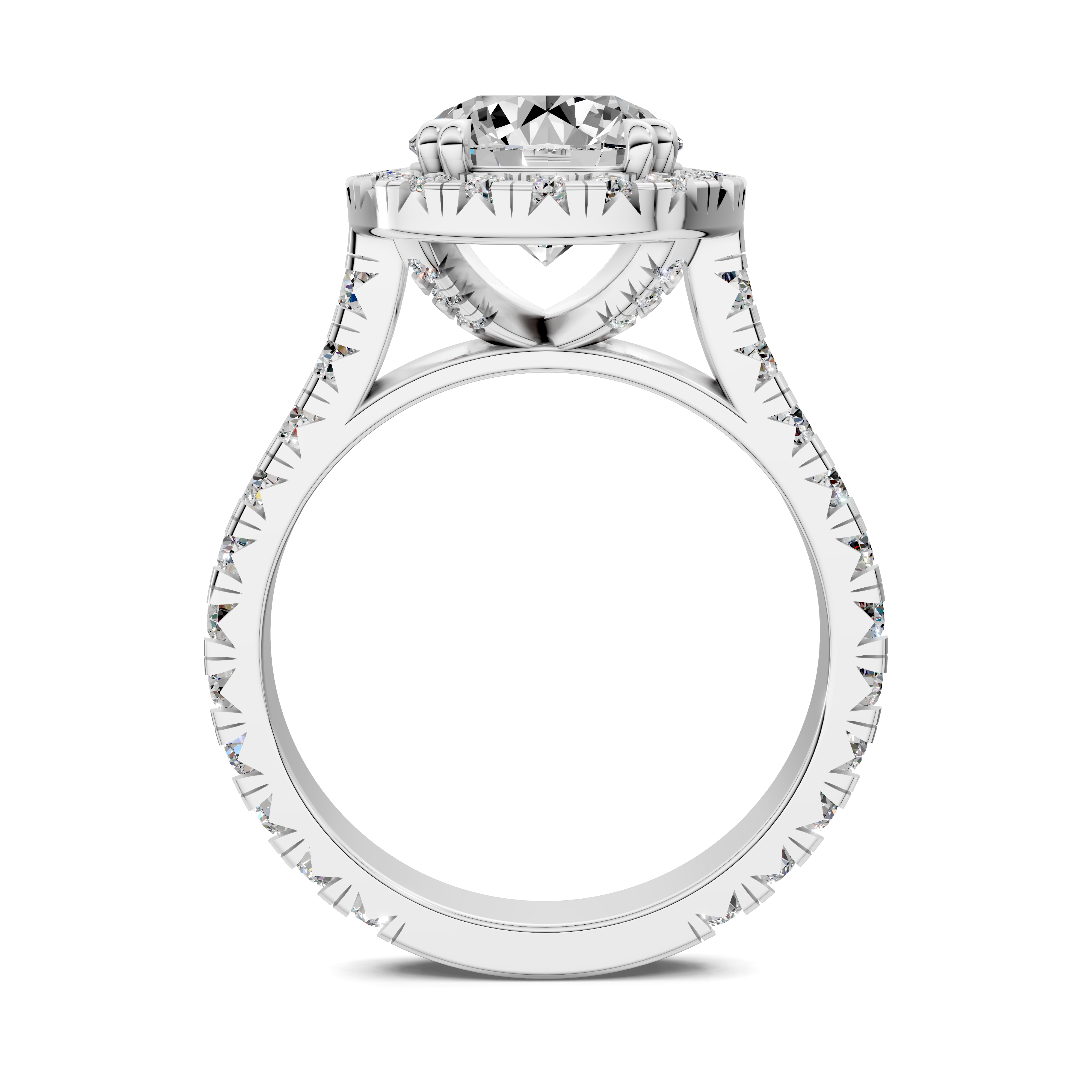 Achelois Round Halo Three-Quarter Coverage Diamond Ring