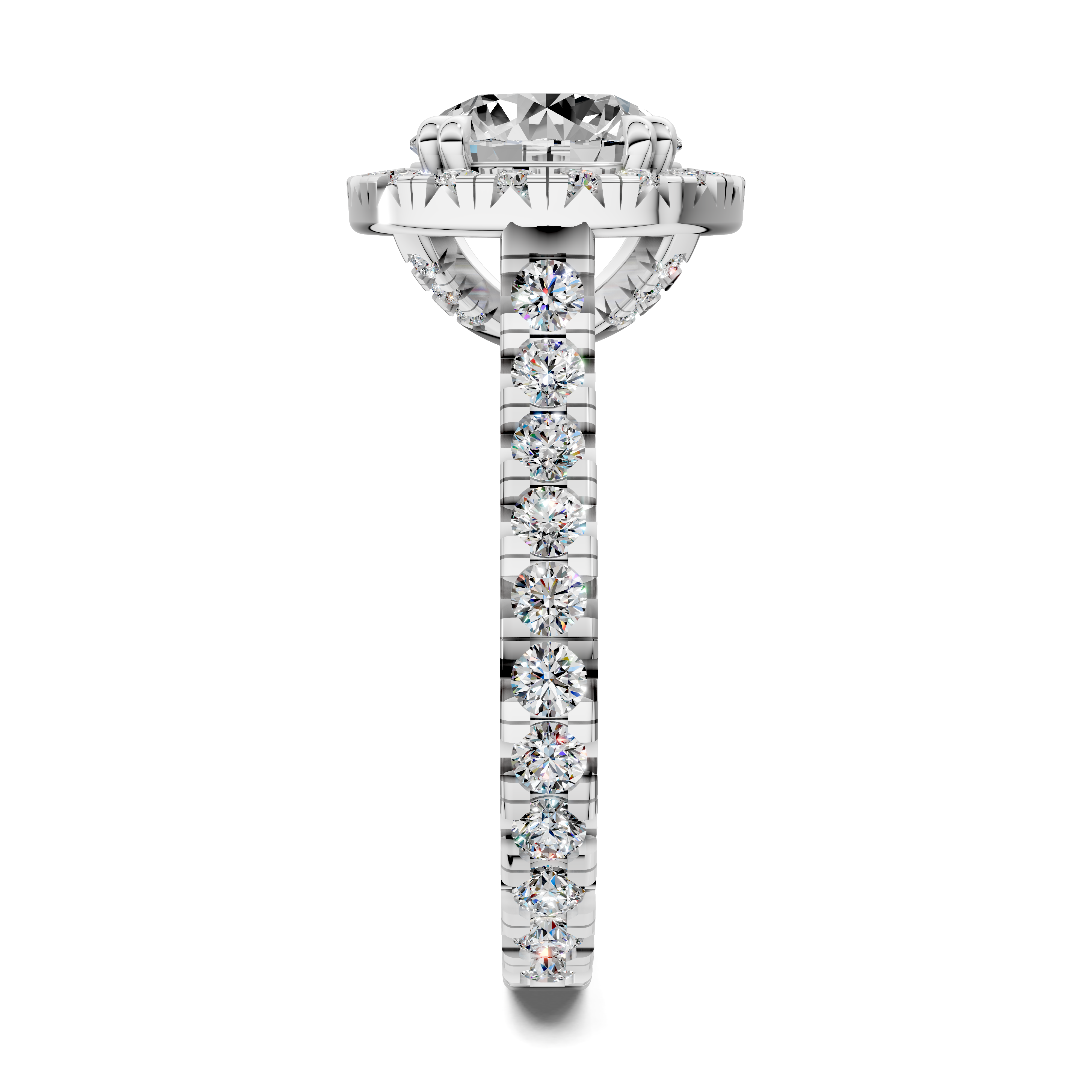 Achelois Round Halo Three-Quarter Coverage Diamond Ring