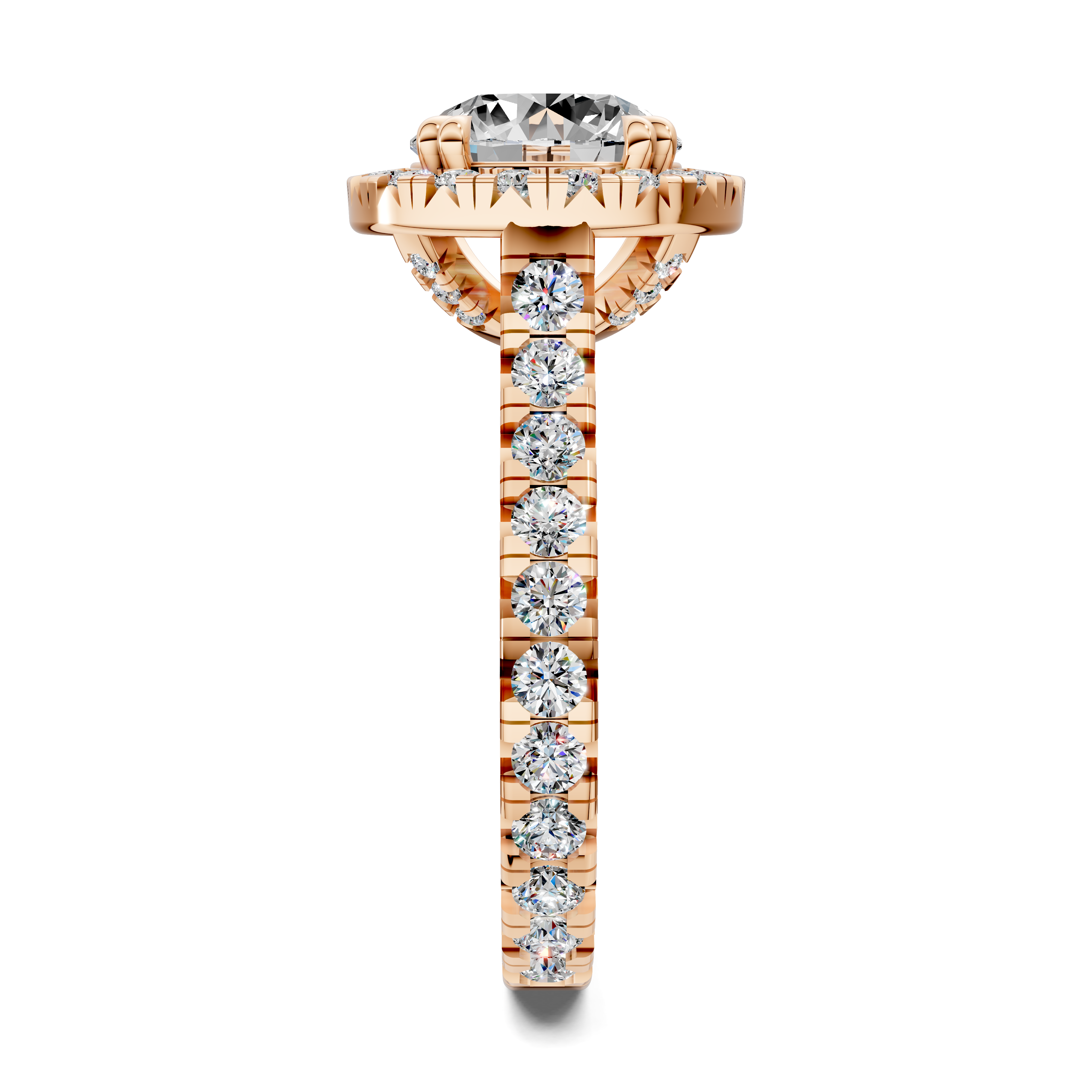 Achelois Round Halo Three-Quarter Coverage Diamond Ring