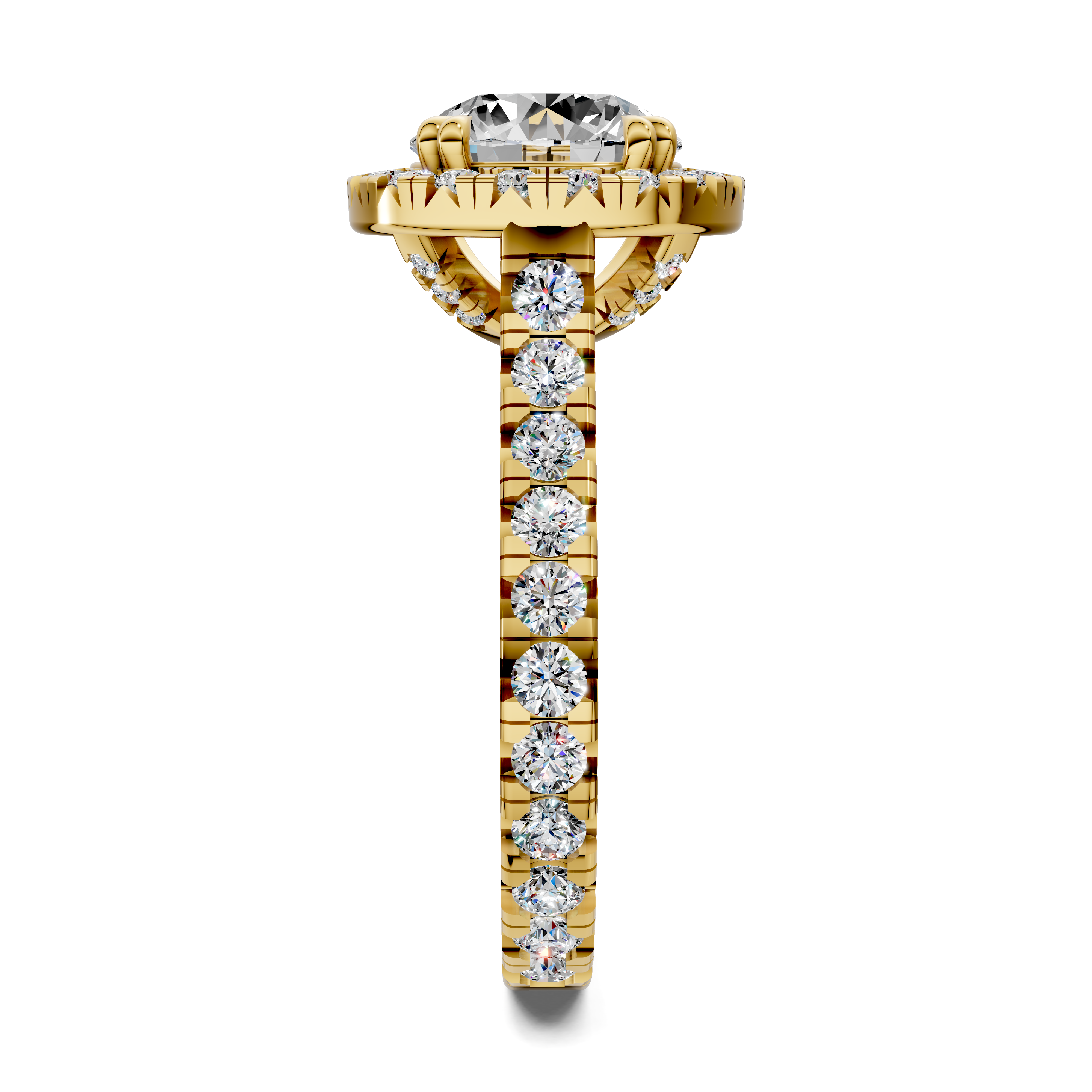 Achelois Round Halo Three-Quarter Coverage Diamond Ring