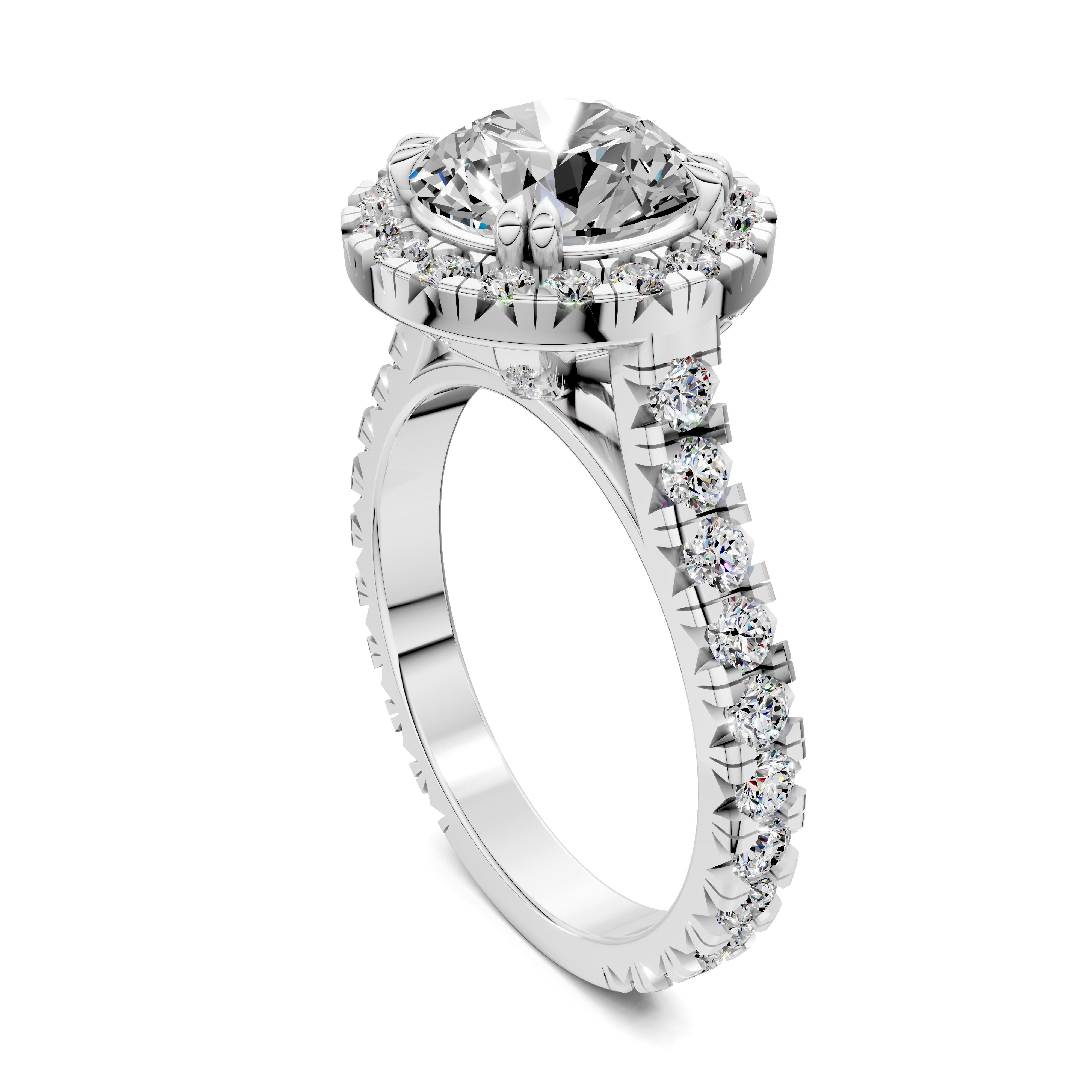 Achelois Round Halo Three-Quarter Coverage Diamond Ring