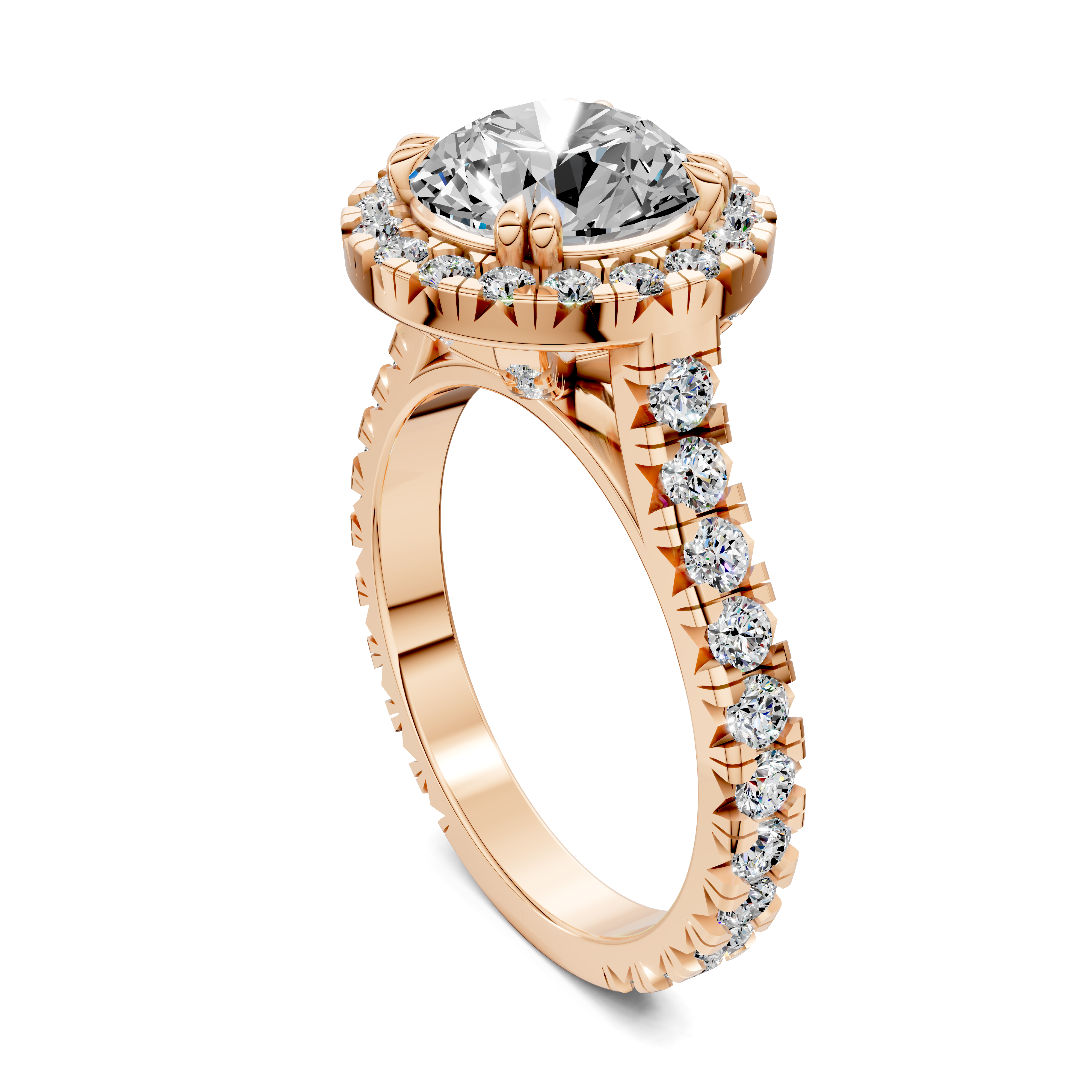Achelois Round Halo Three-Quarter Coverage Diamond Ring
