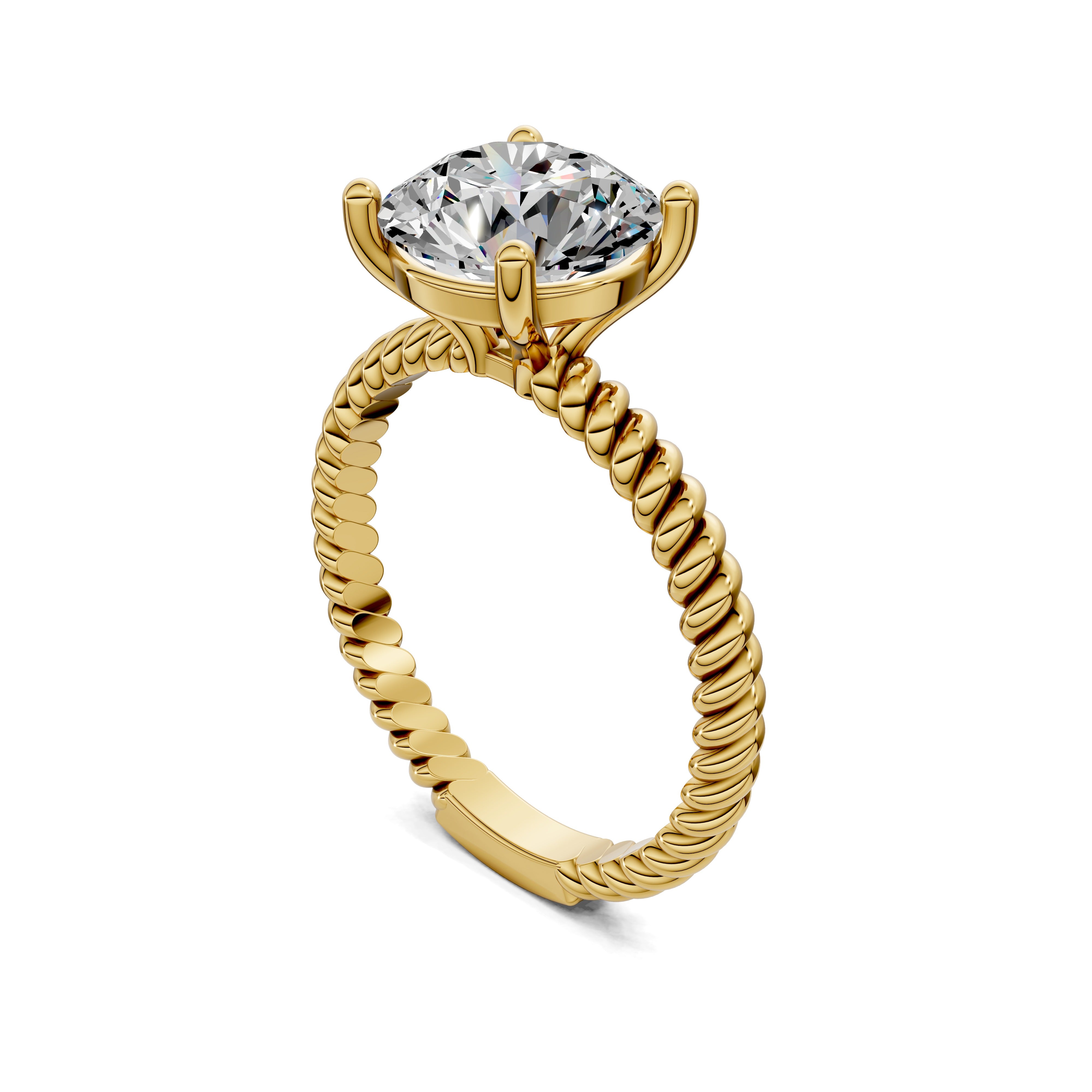 Vesper Cable-Band Round Diamond Solitaire