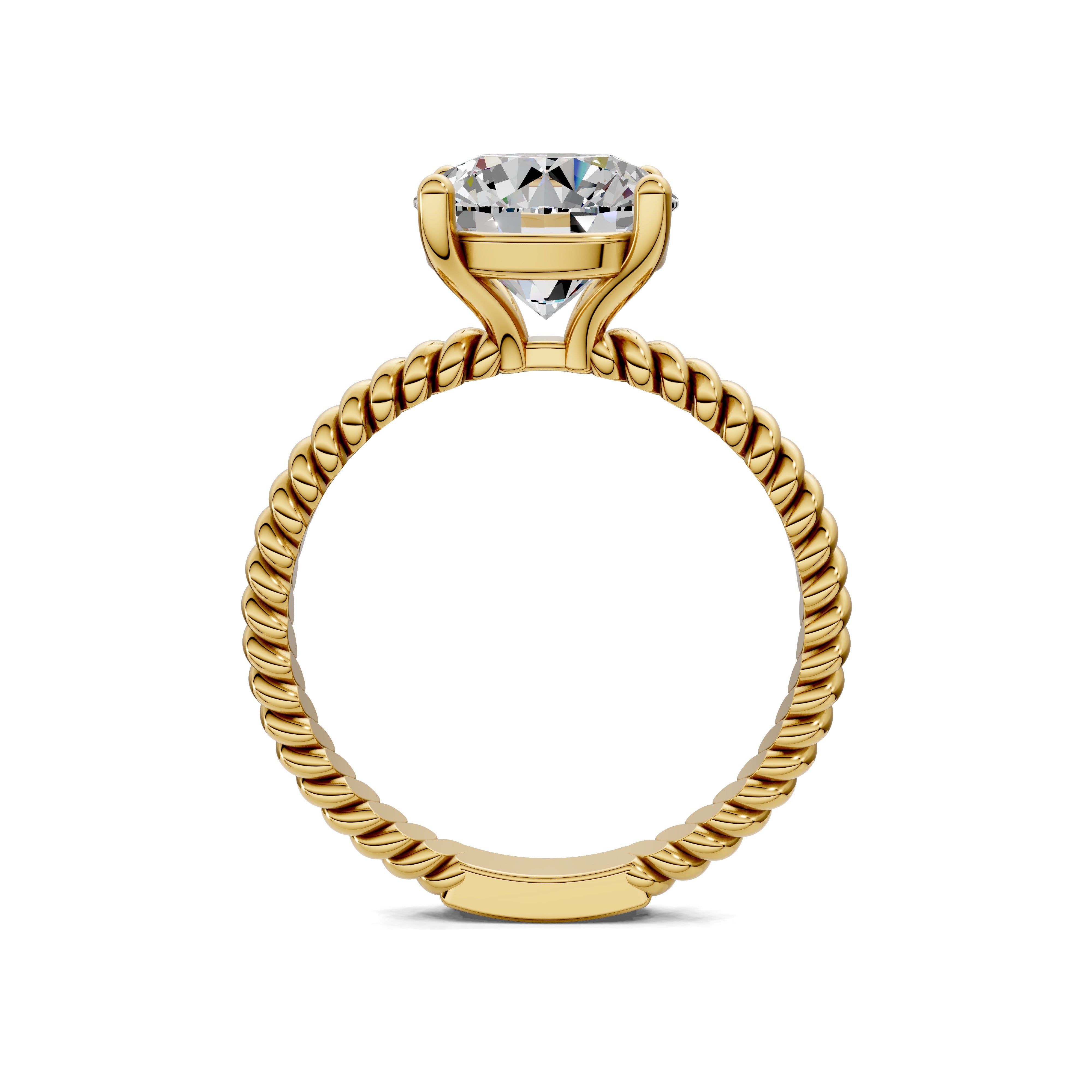 Vesper Cable-Band Round Diamond Solitaire