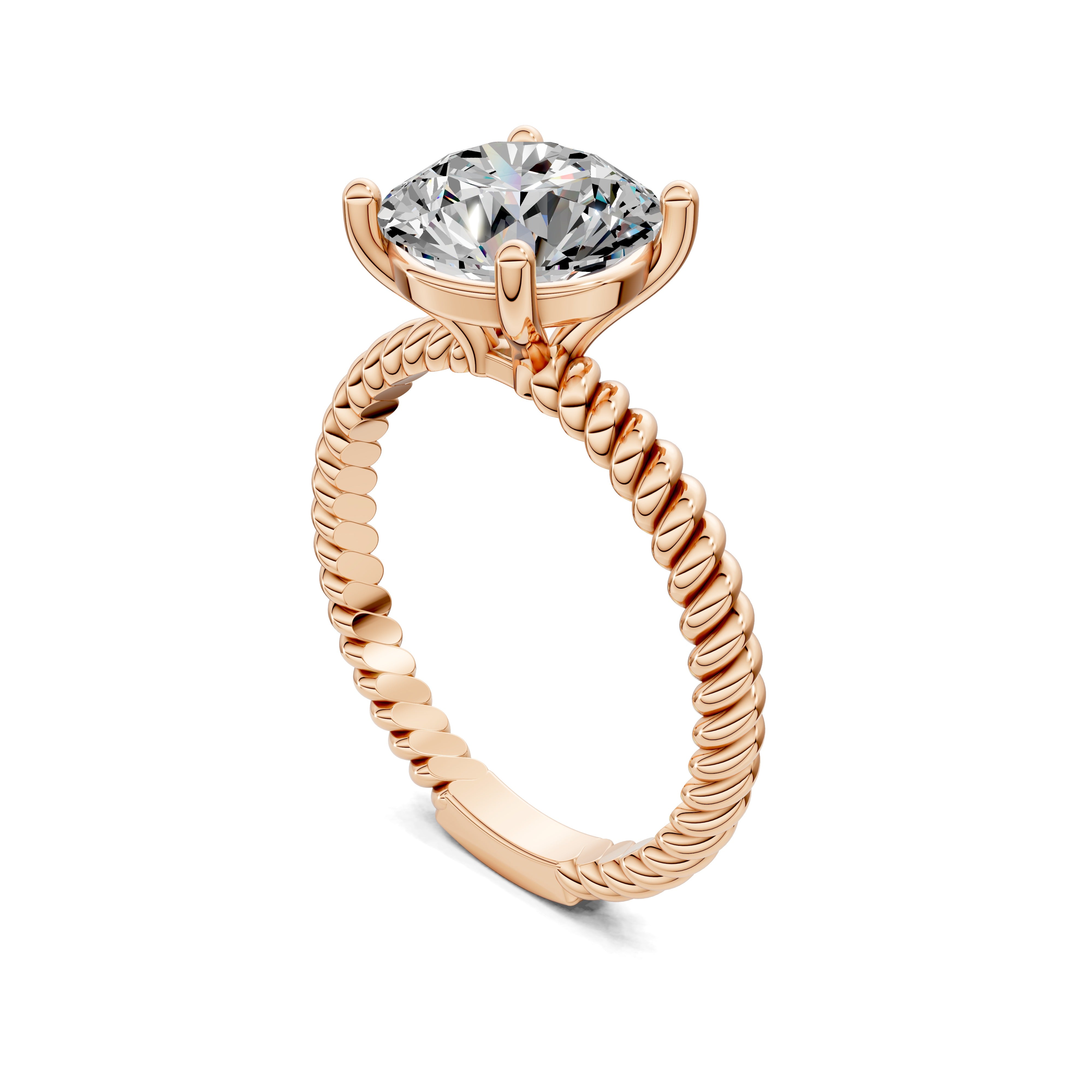 Vesper Cable-Band Round Diamond Solitaire