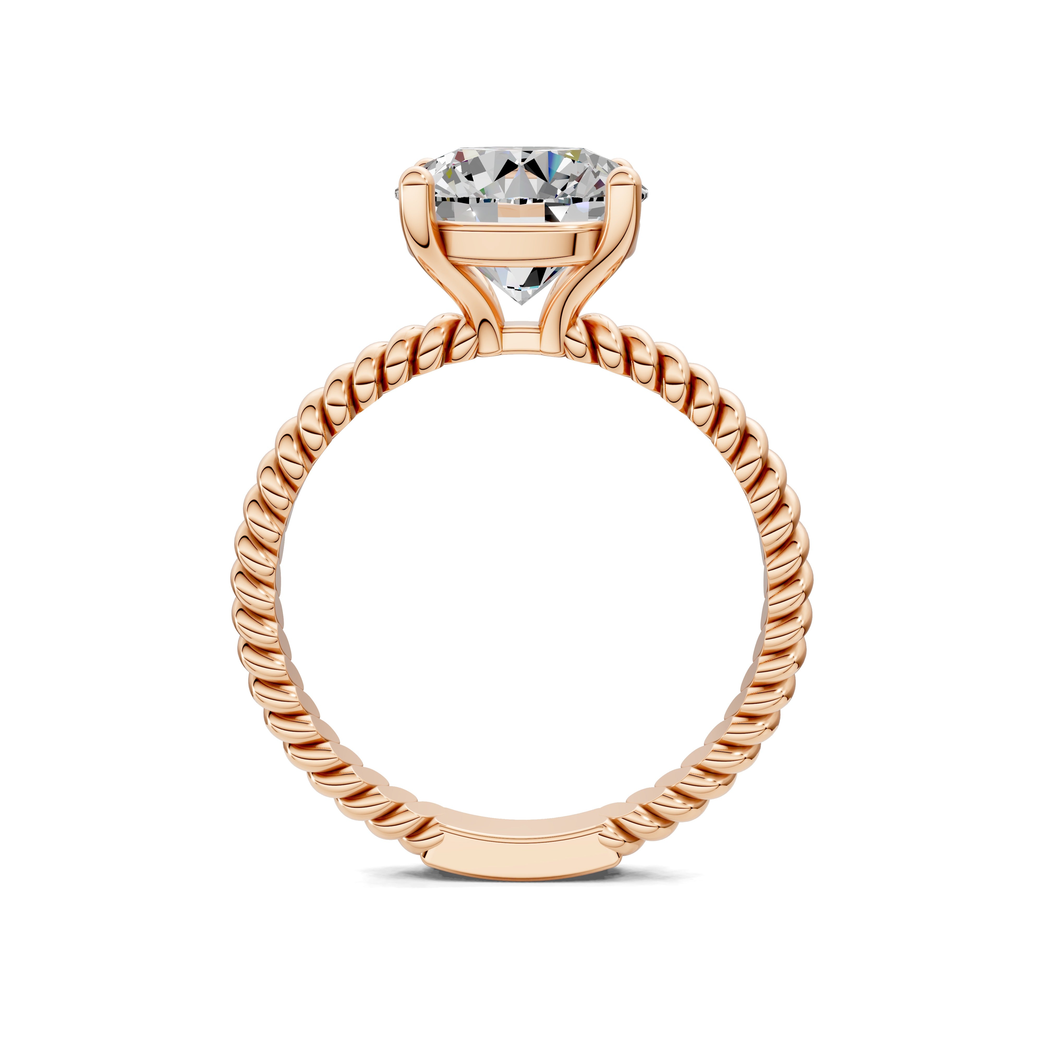 Vesper Cable-Band Round Diamond Solitaire