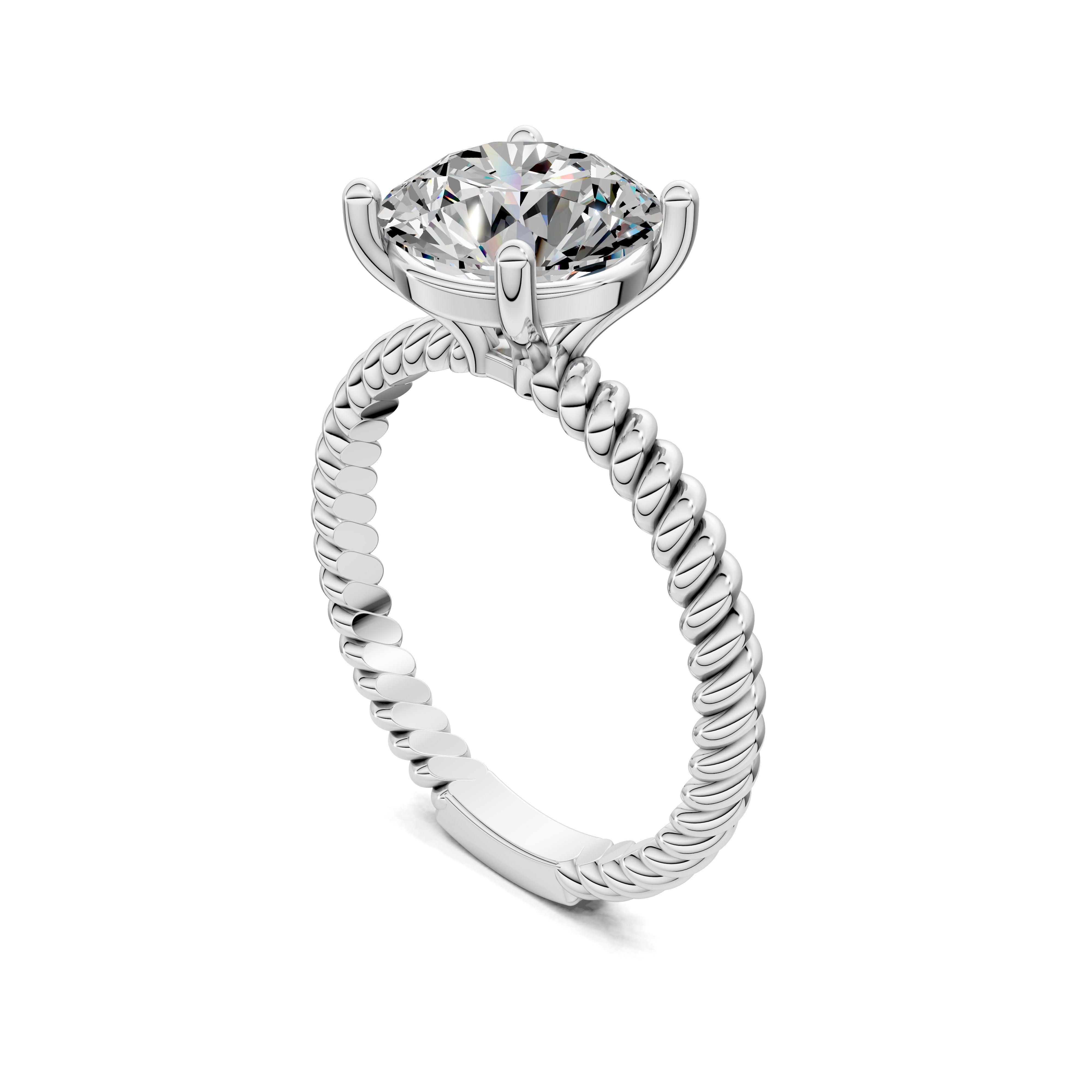 Vesper Cable-Band Round Diamond Solitaire