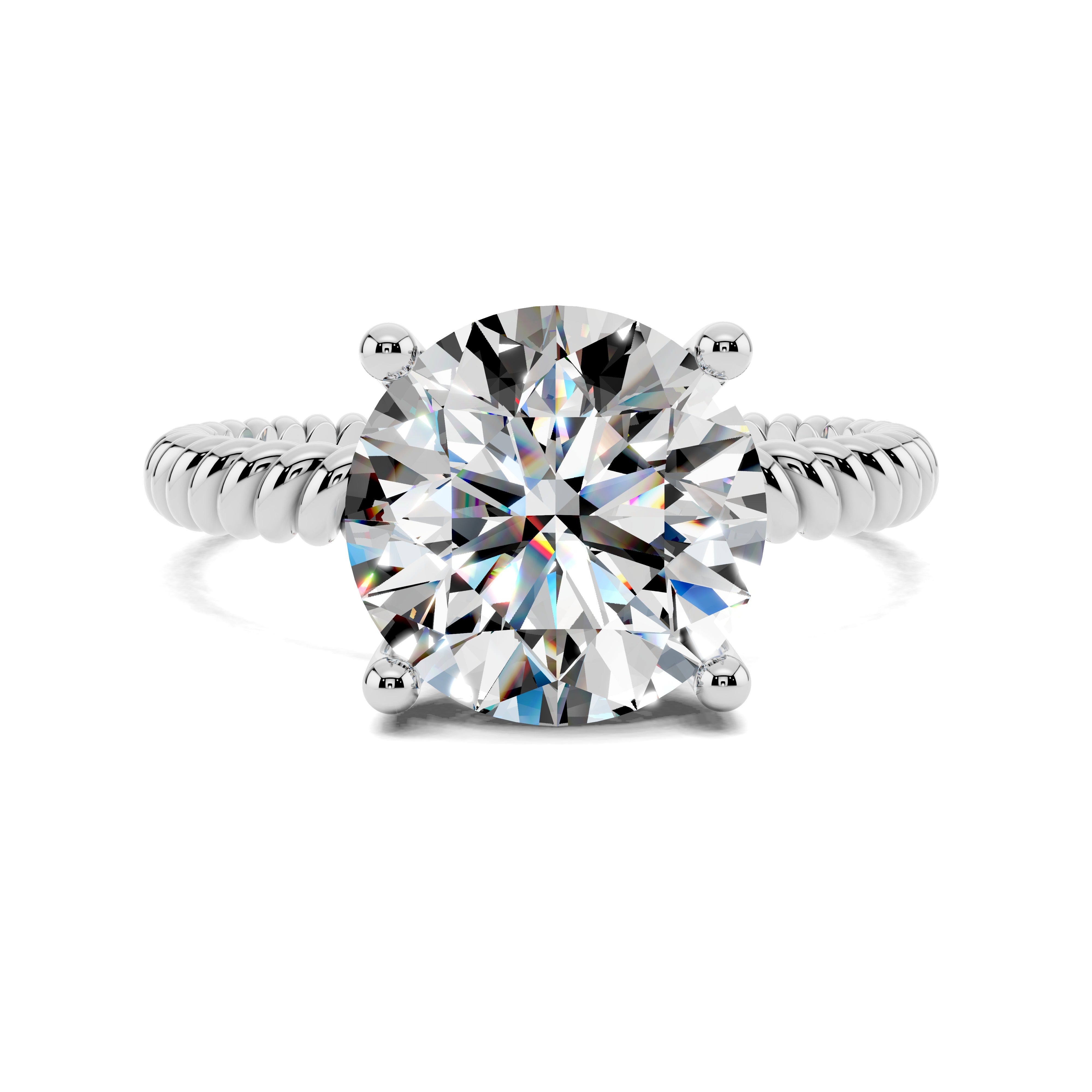 Vesper Cable-Band Round Diamond Solitaire