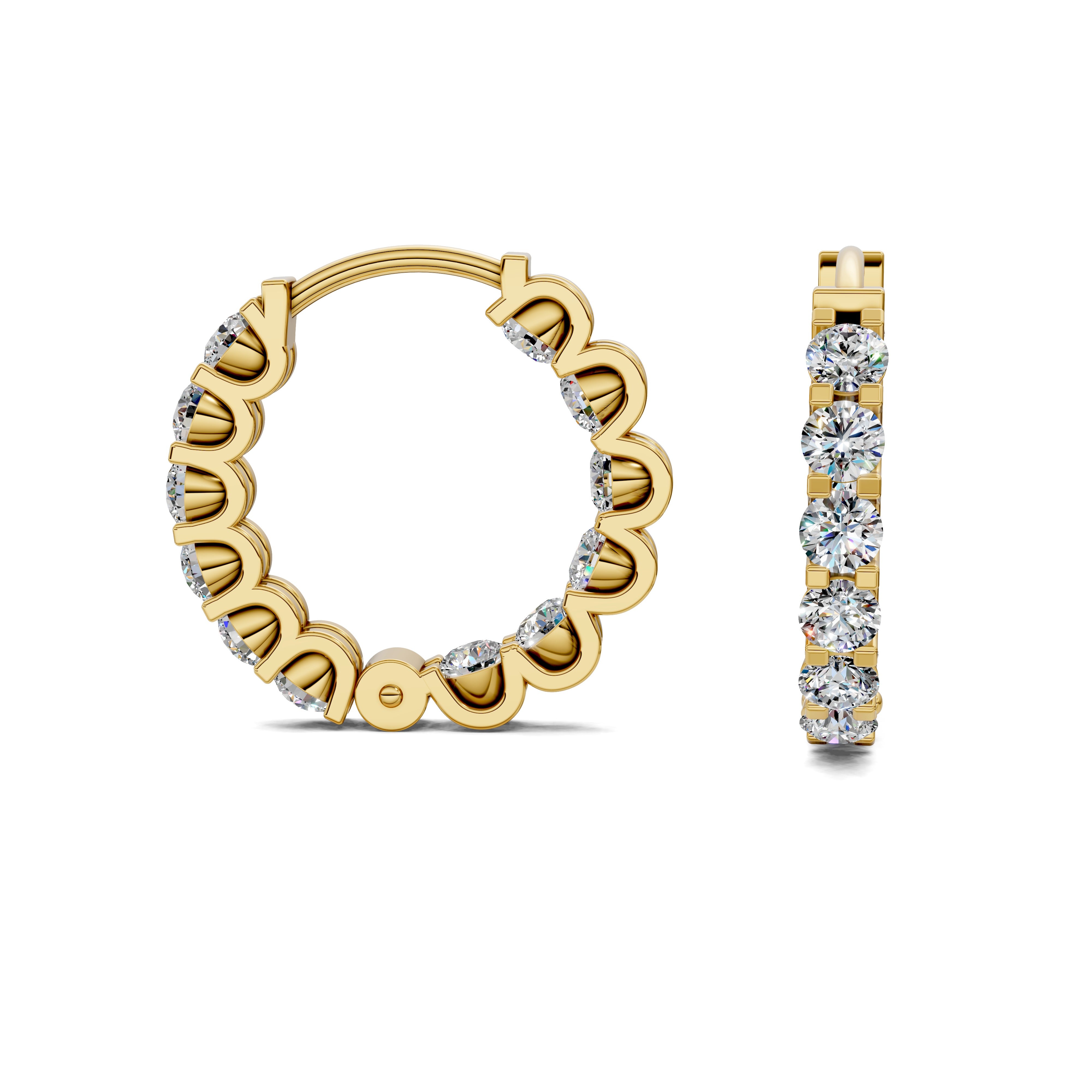 Camellia Round Diamond Huggie Earrings