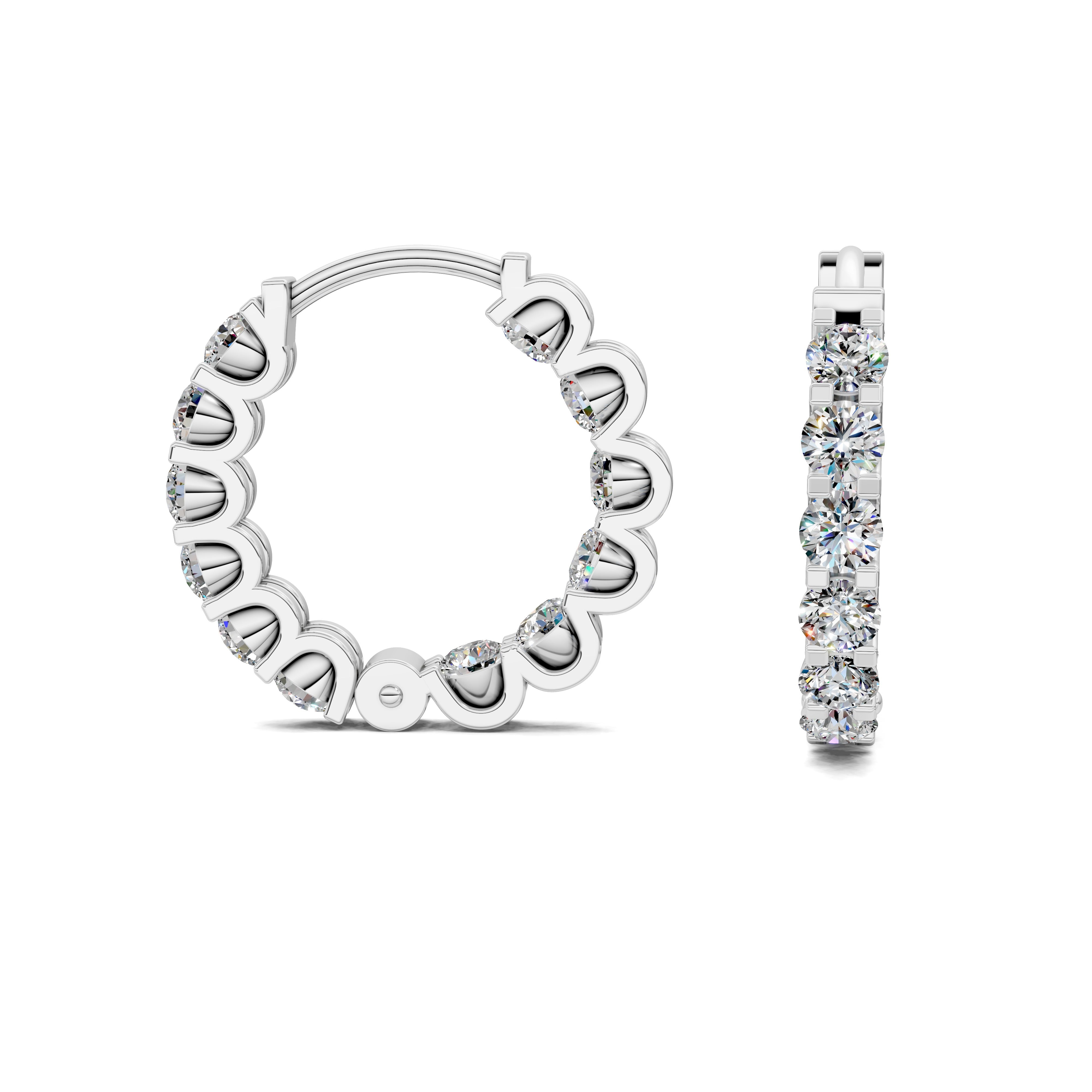 Camellia Round Diamond Huggie Earrings
