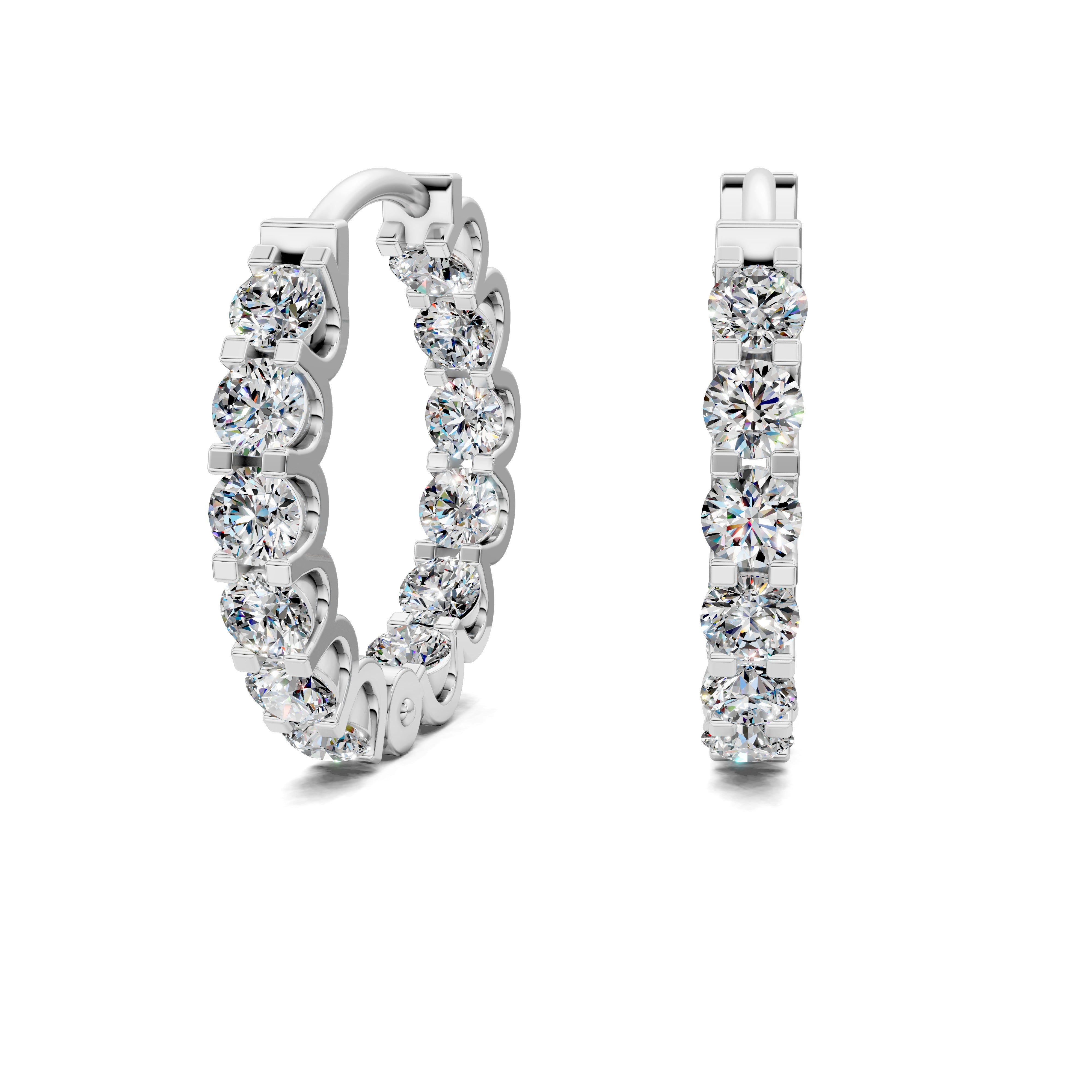 Camellia Round Diamond Huggie Earrings