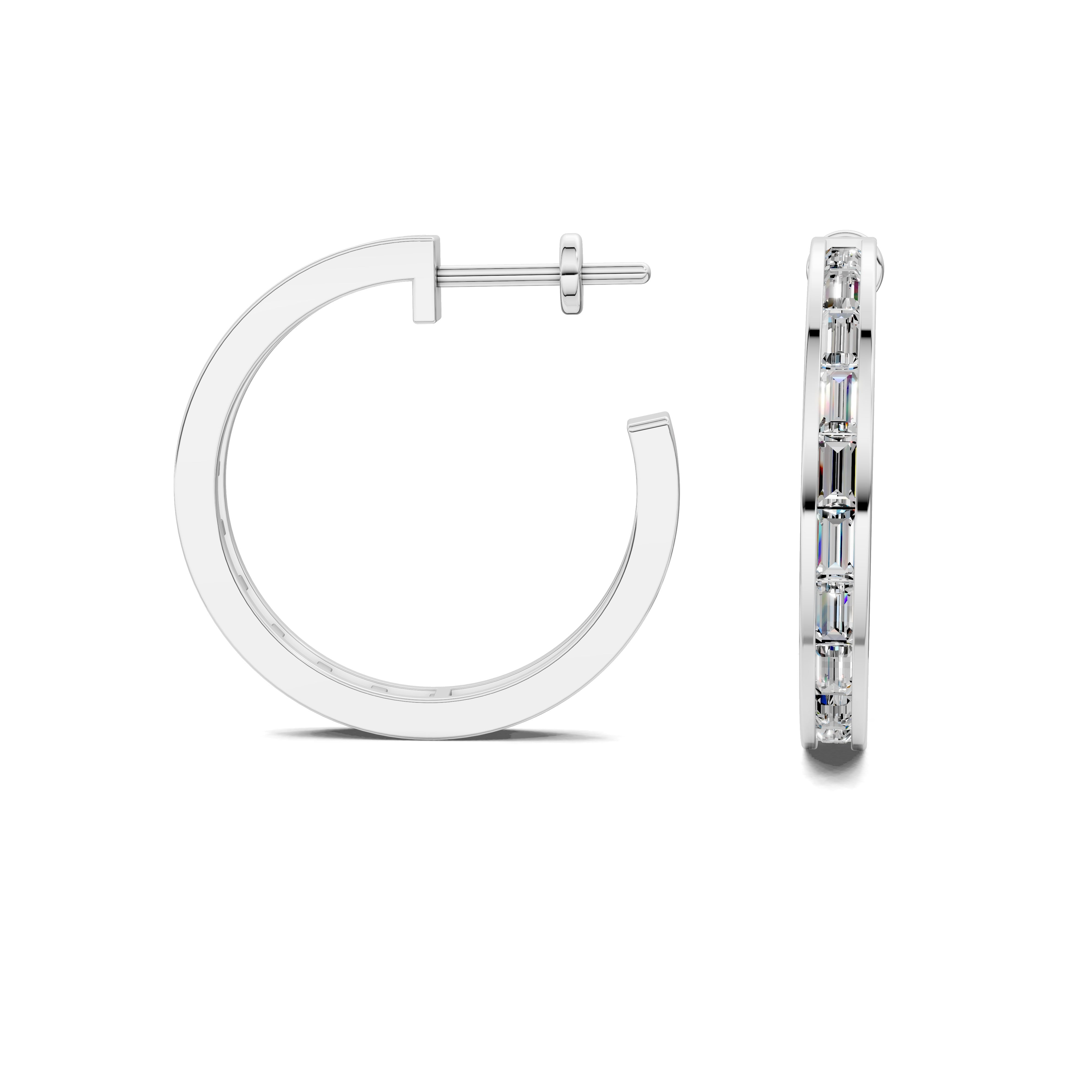 Gardenia Baguette Diamond Hoop Earrings