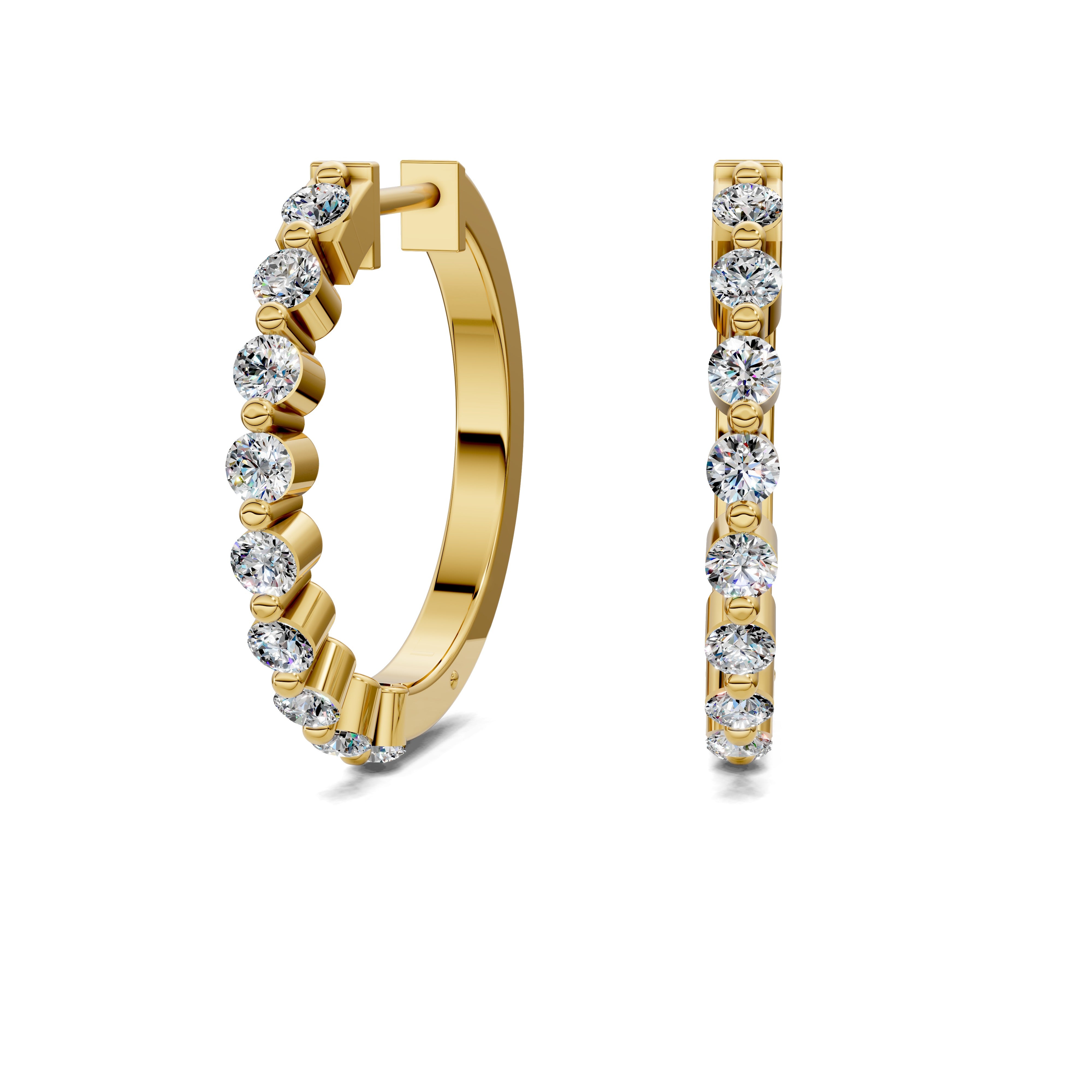 Azalea Round Diamond Hoop Earrings