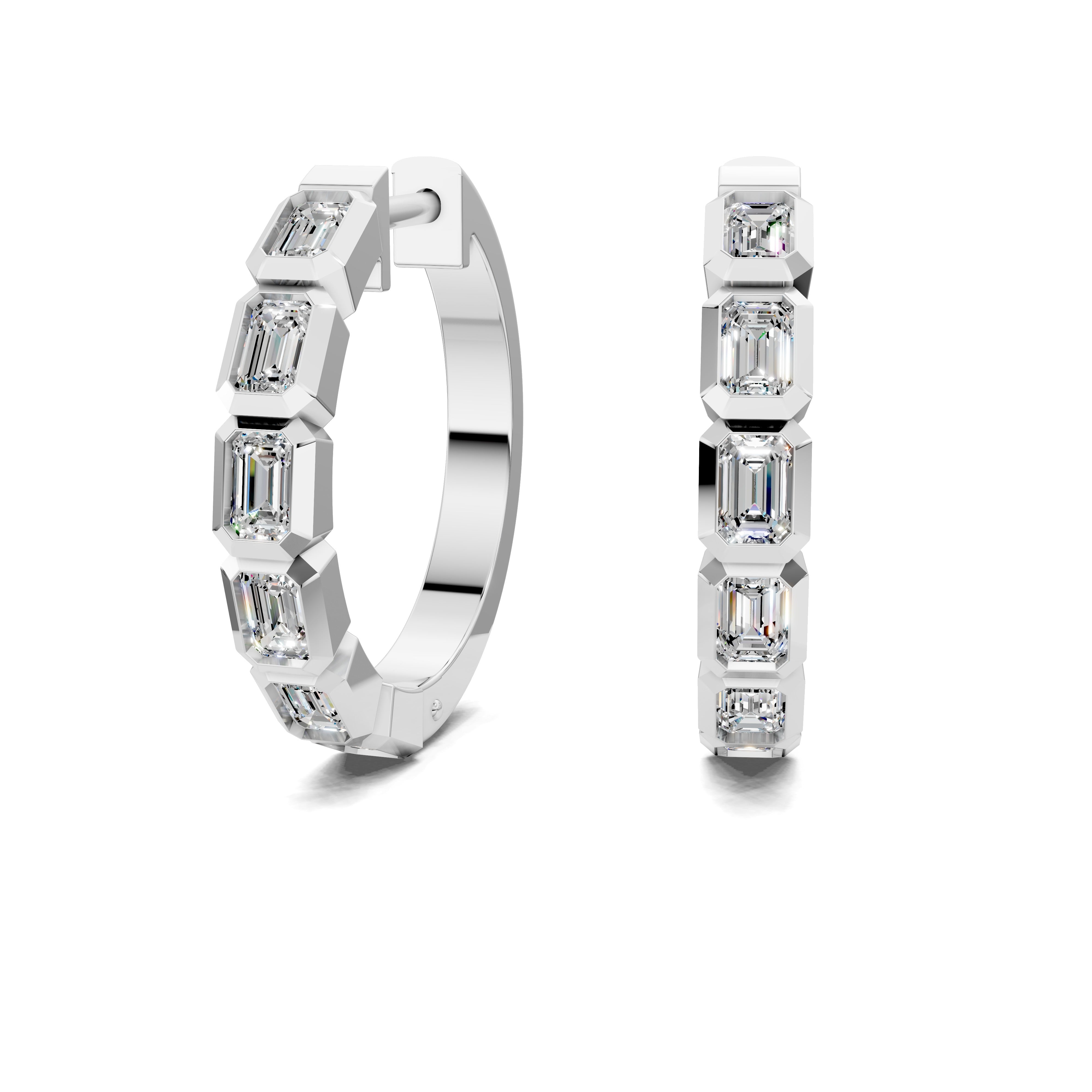 Primrose Emerald Diamond Mid-Size Hoop Earrings