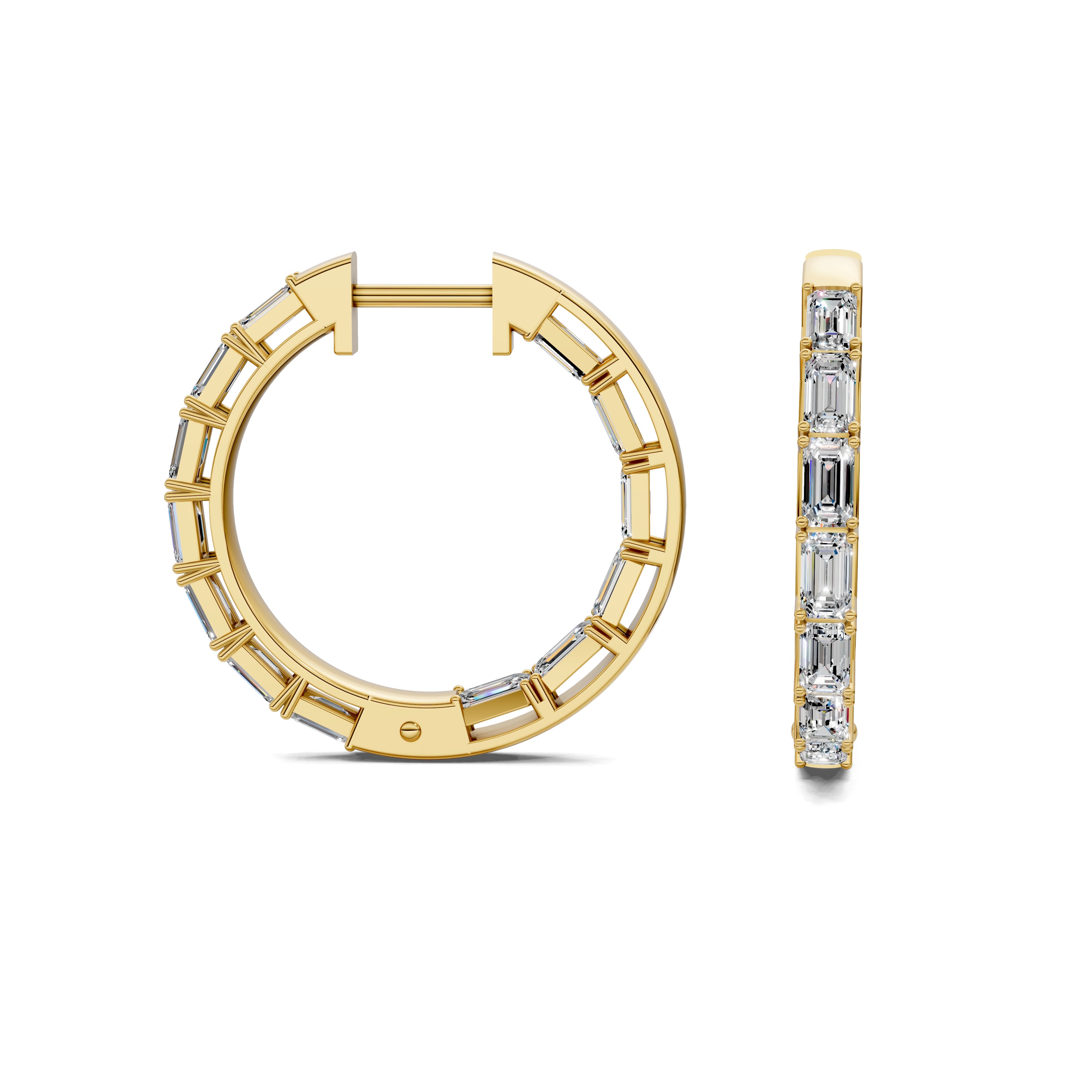 Zinnia Emerald Diamond Hoop Earrings