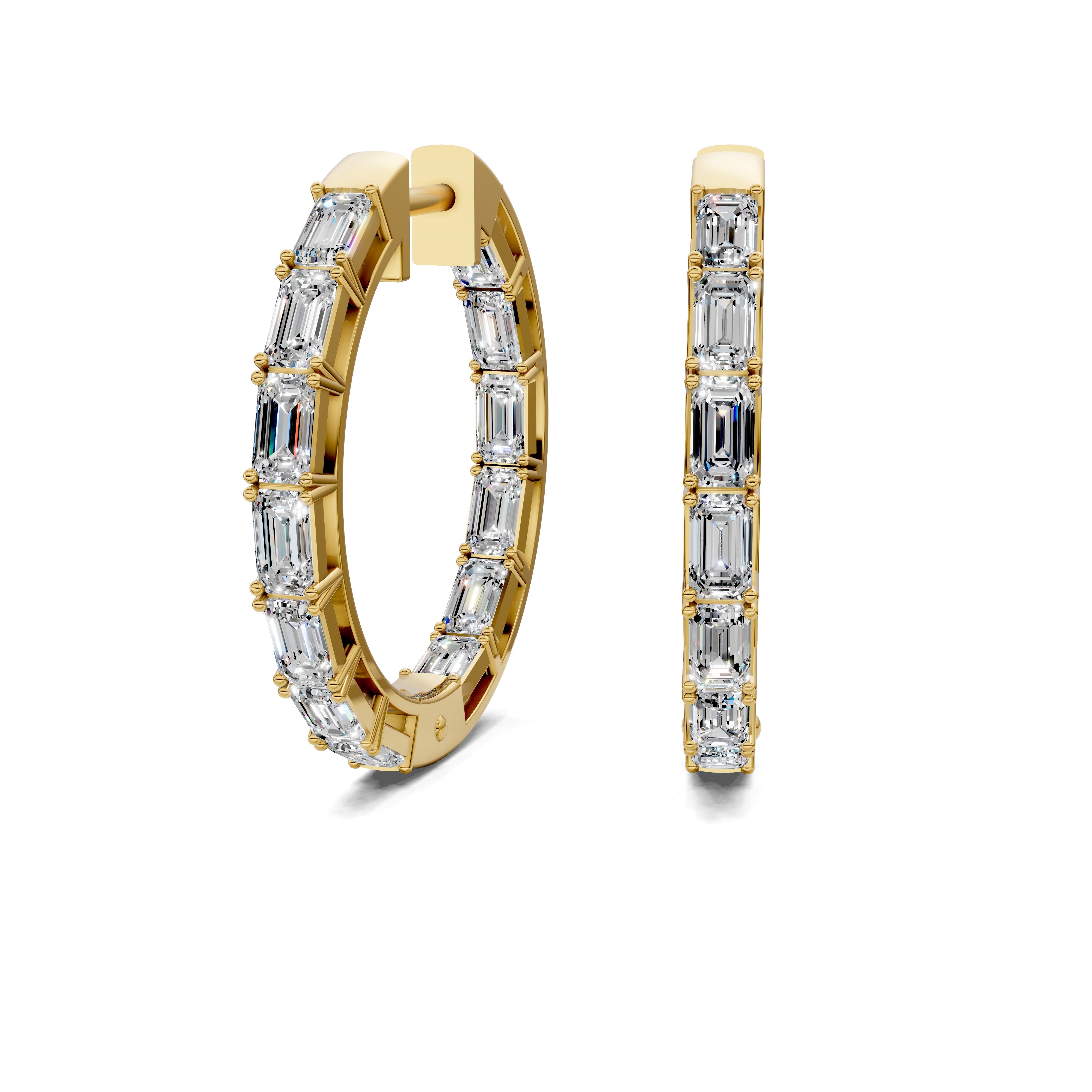 Zinnia Emerald Diamond Hoop Earrings