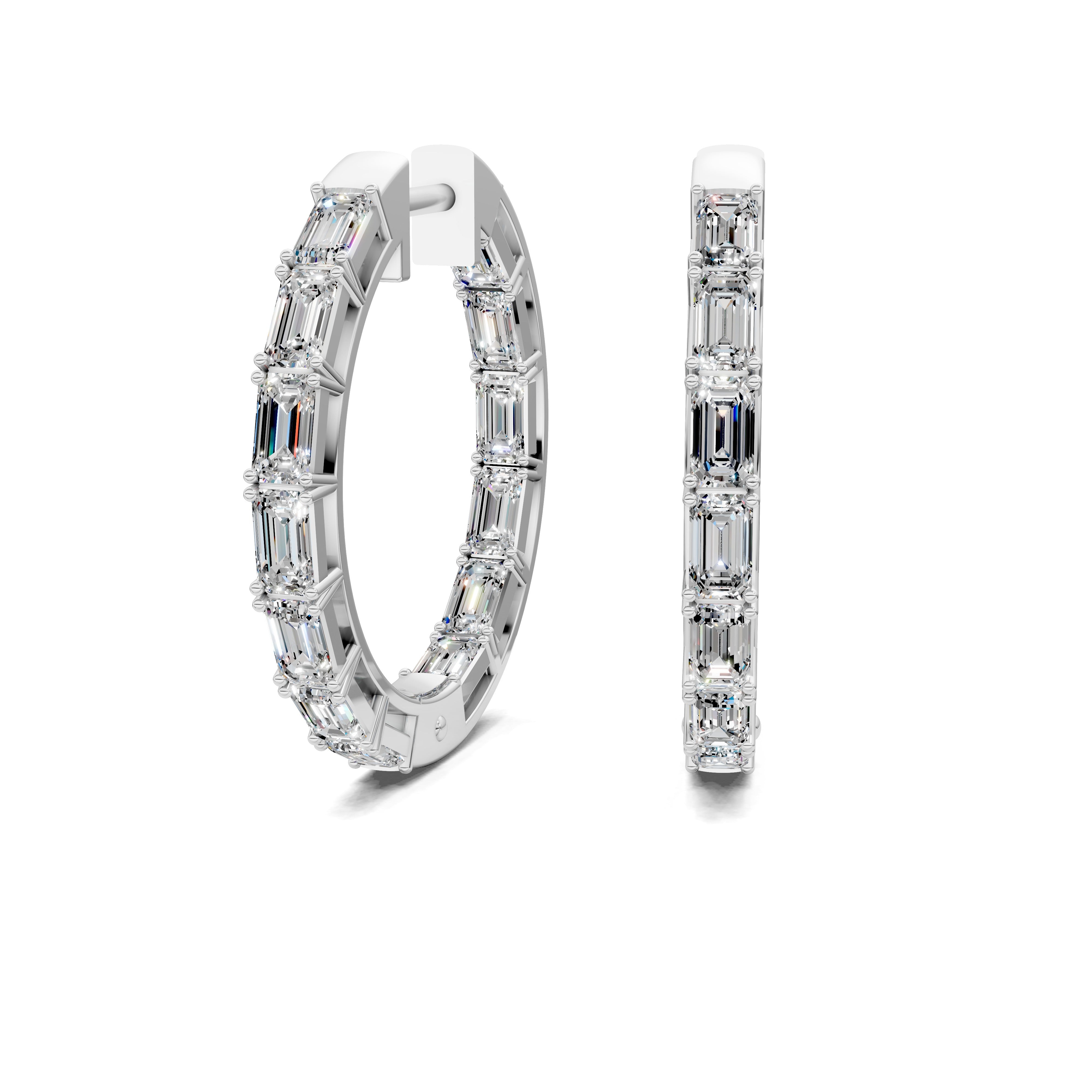 Zinnia Emerald Diamond Hoop Earrings