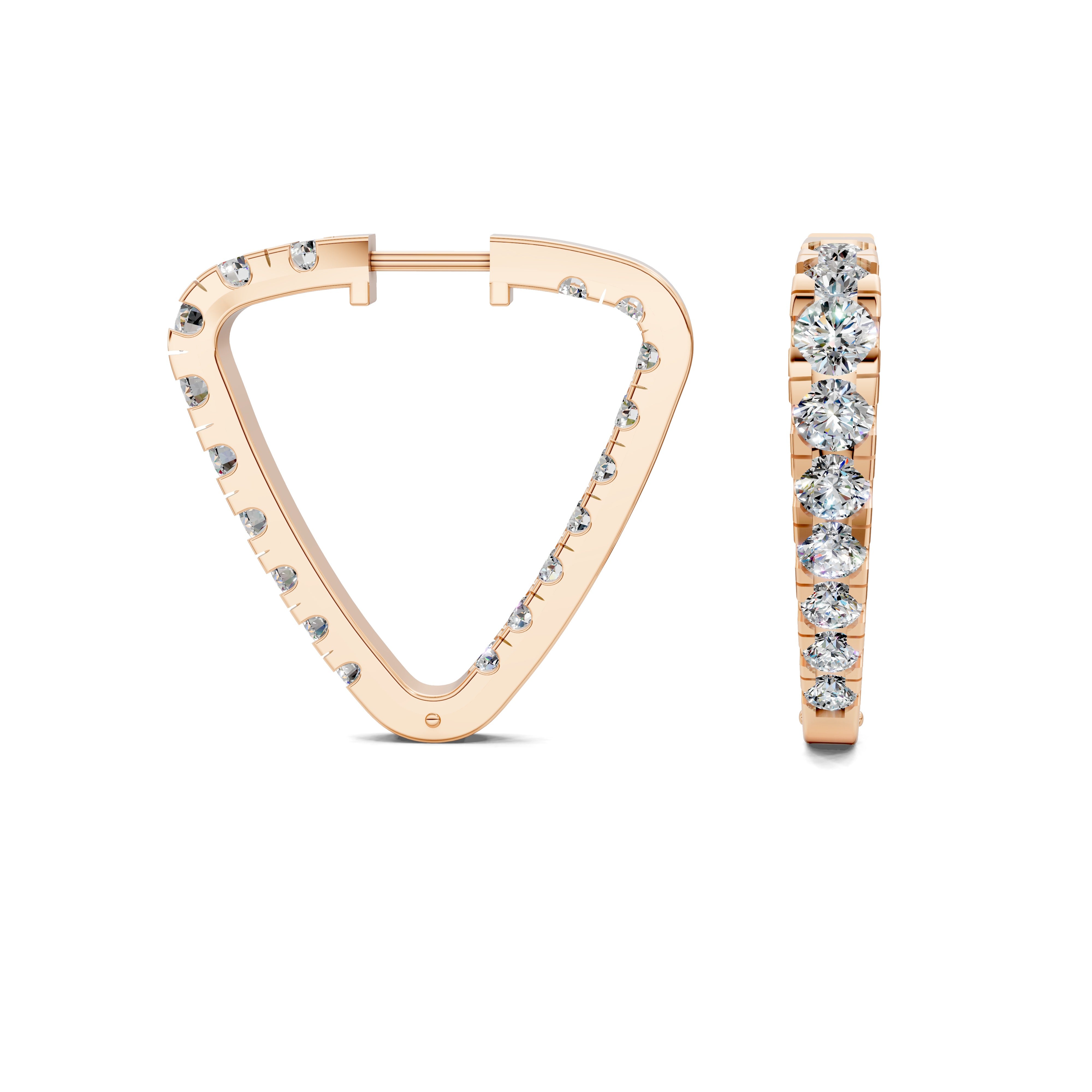 Lotus Triangle Inside-Out Round Diamond Hoop Earrings