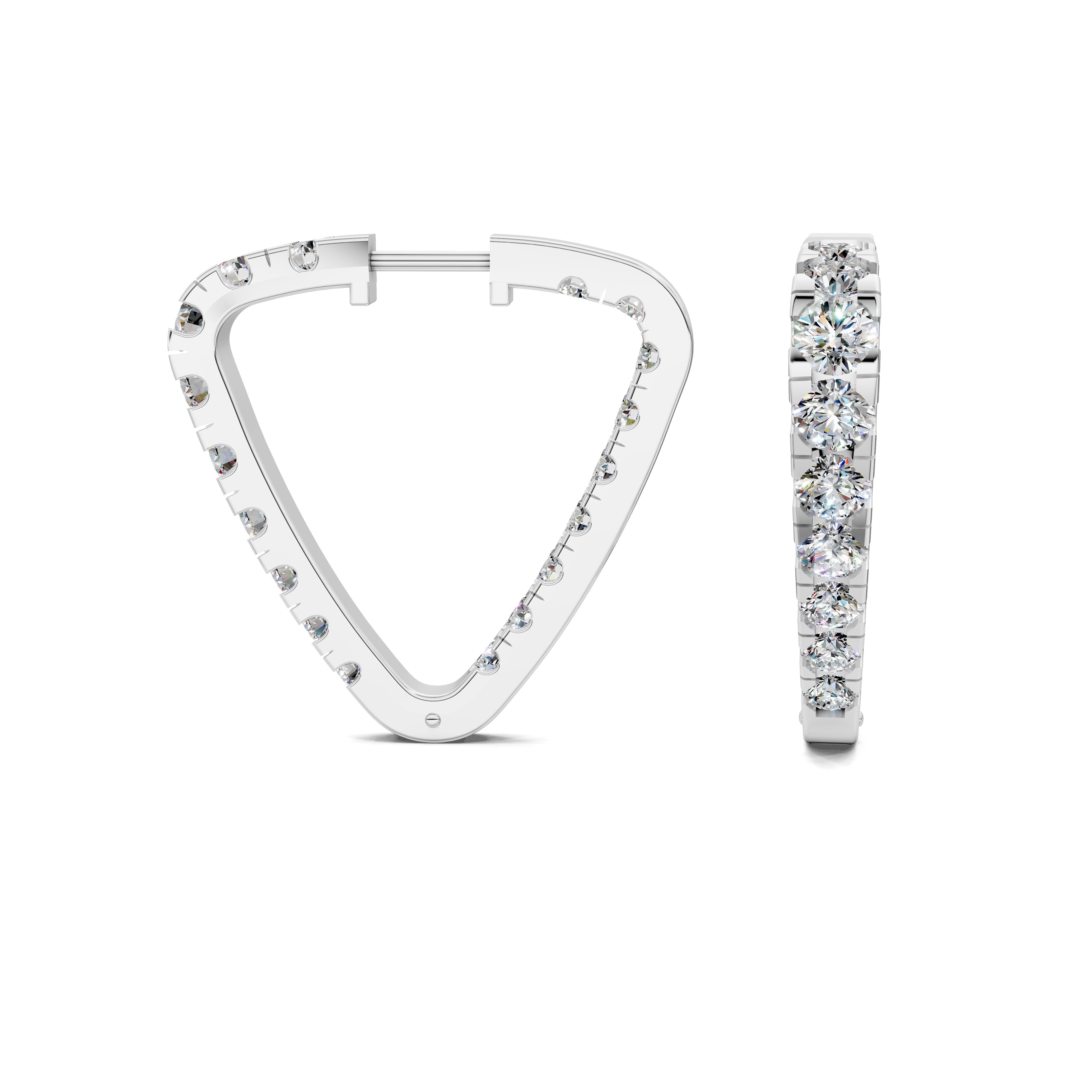 Lotus Triangle Inside-Out Round Diamond Hoop Earrings