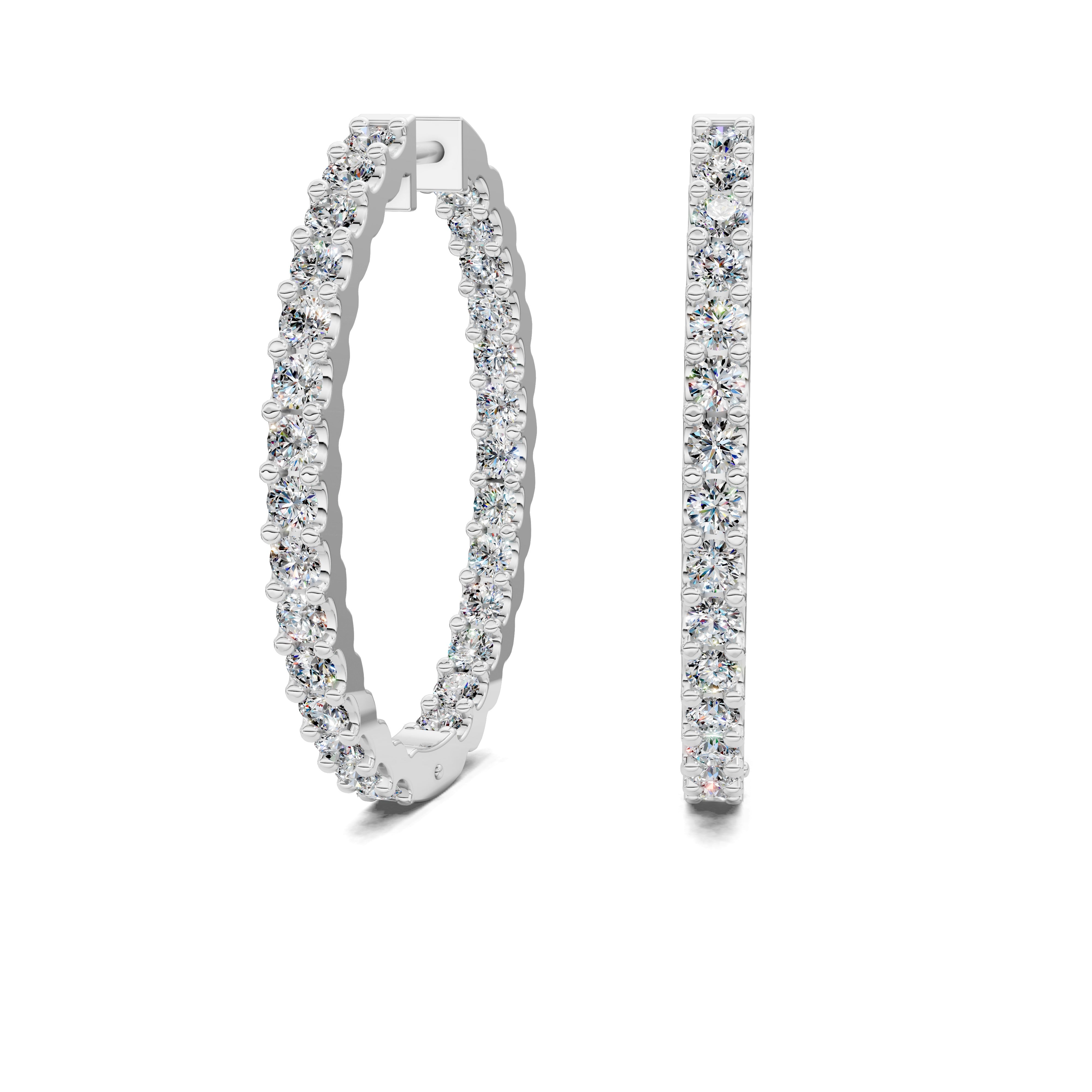 Dahlia Round Diamond Hoop Earrings