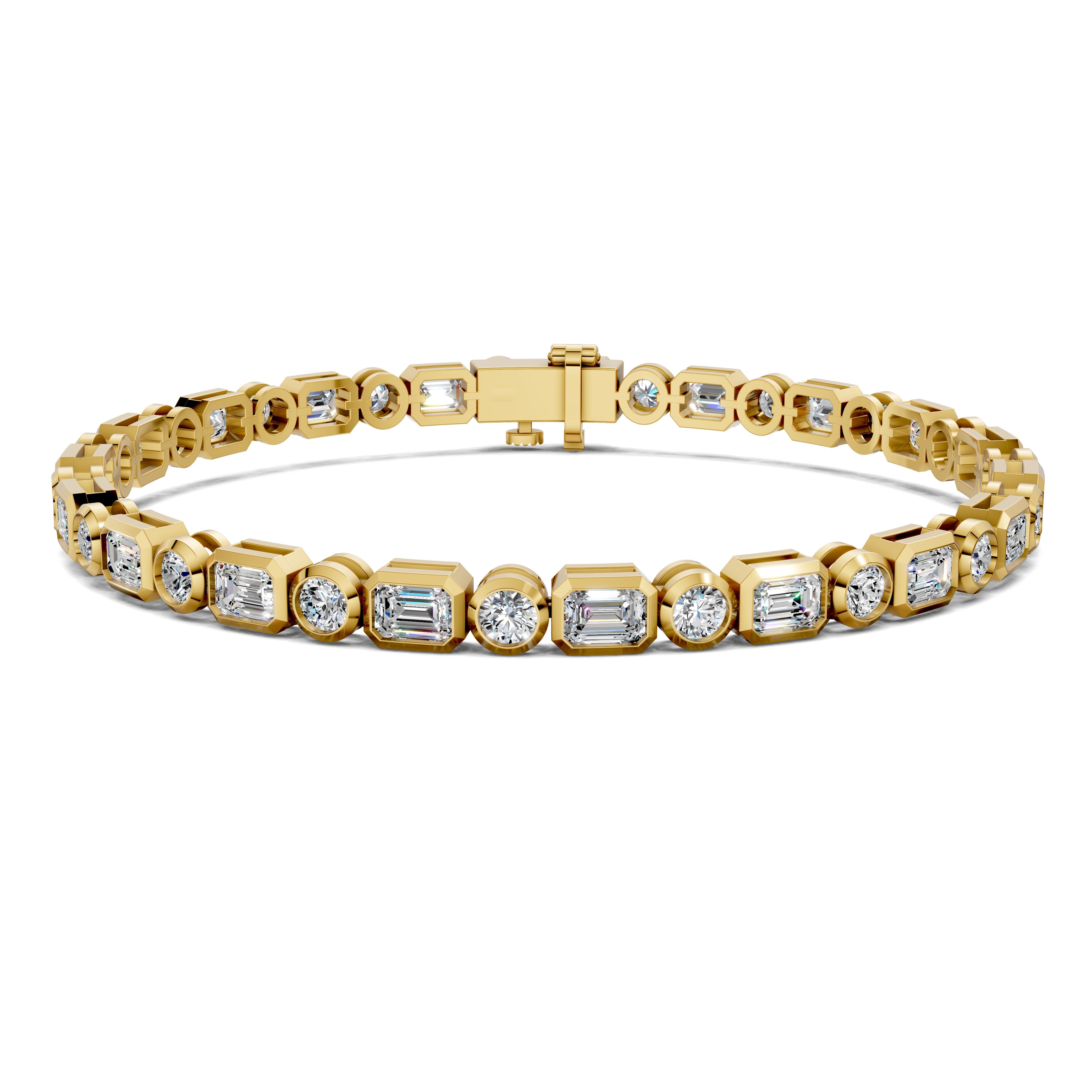 Amelia Emerald Round Bezel Tennis Bracelet