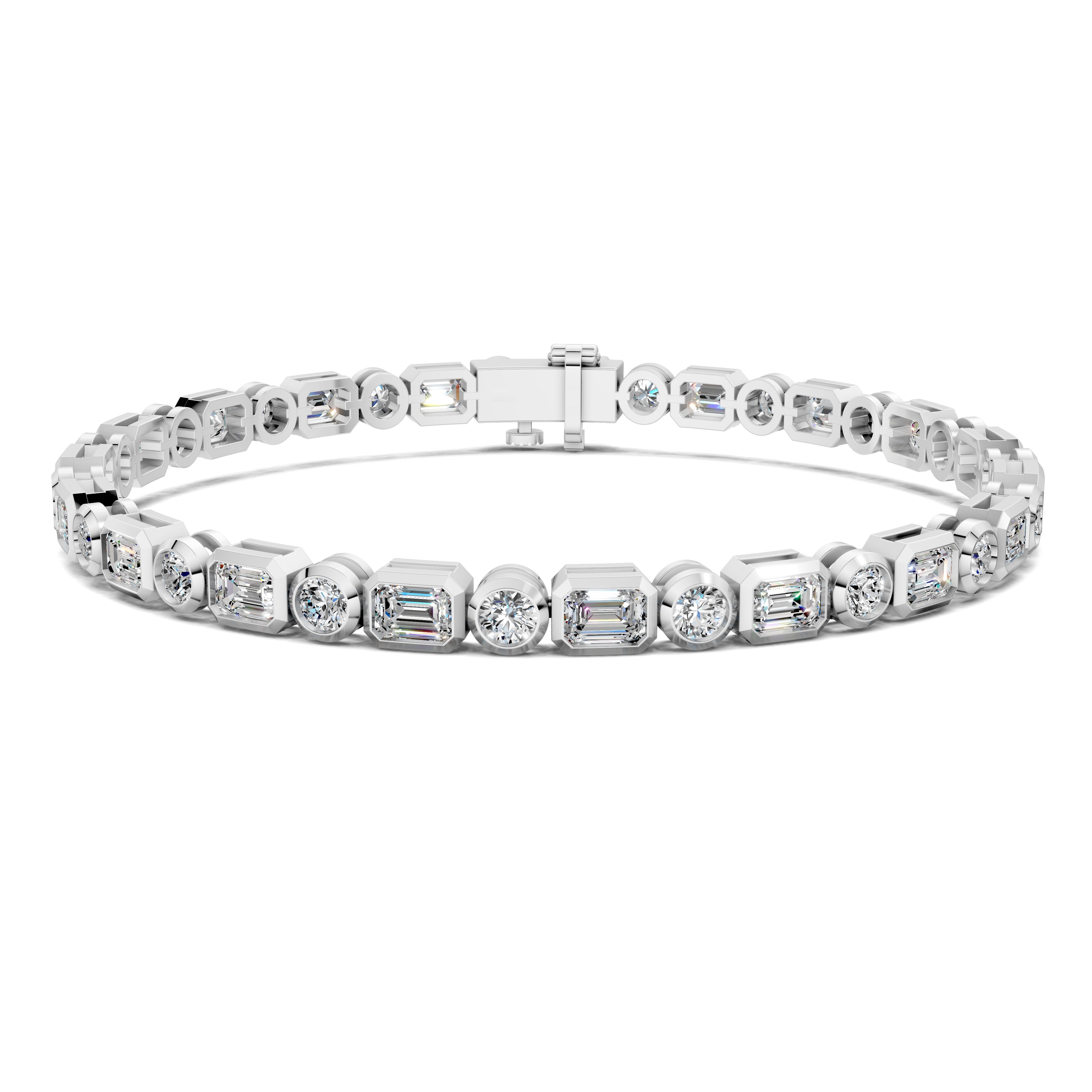 Amelia Emerald Round Bezel Tennis Bracelet