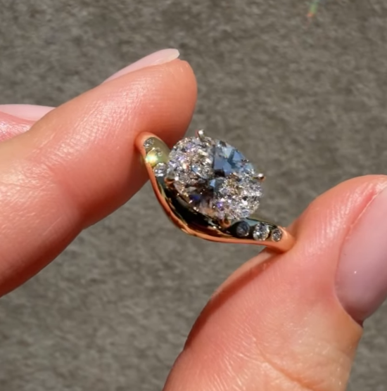 Custom Order - Sarah B, Ring Size 6.75, 3 mm, 6 diamond studded, graduated band, 14K Yellow Gold