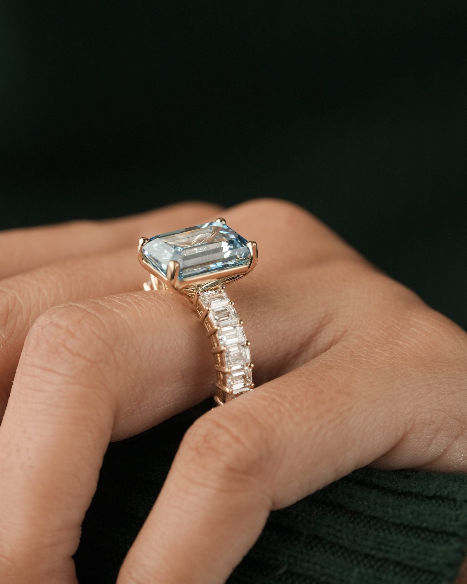 The Solara Emerald Pavé Ring